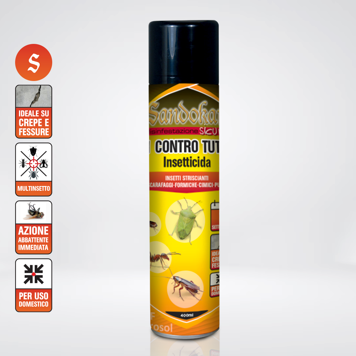 Insetticida spray per cimice e formiche e ragni e scarafaggi SANDOKAN 400 ml - 4