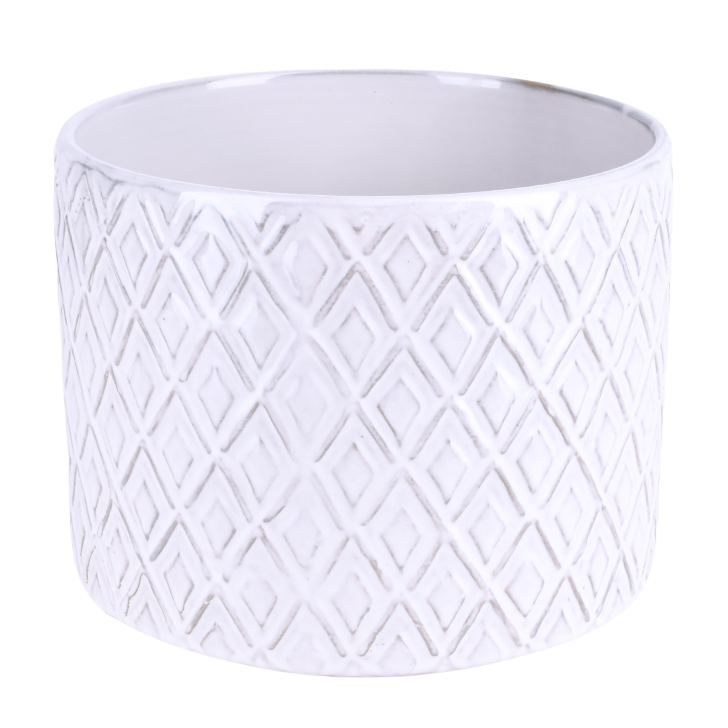 Osłonka doniczki ceramiczna Diamante 14cm biała DHG