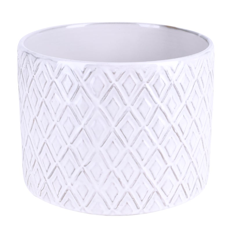 Osłonka doniczki ceramiczna Diamante 14cm biała DHG