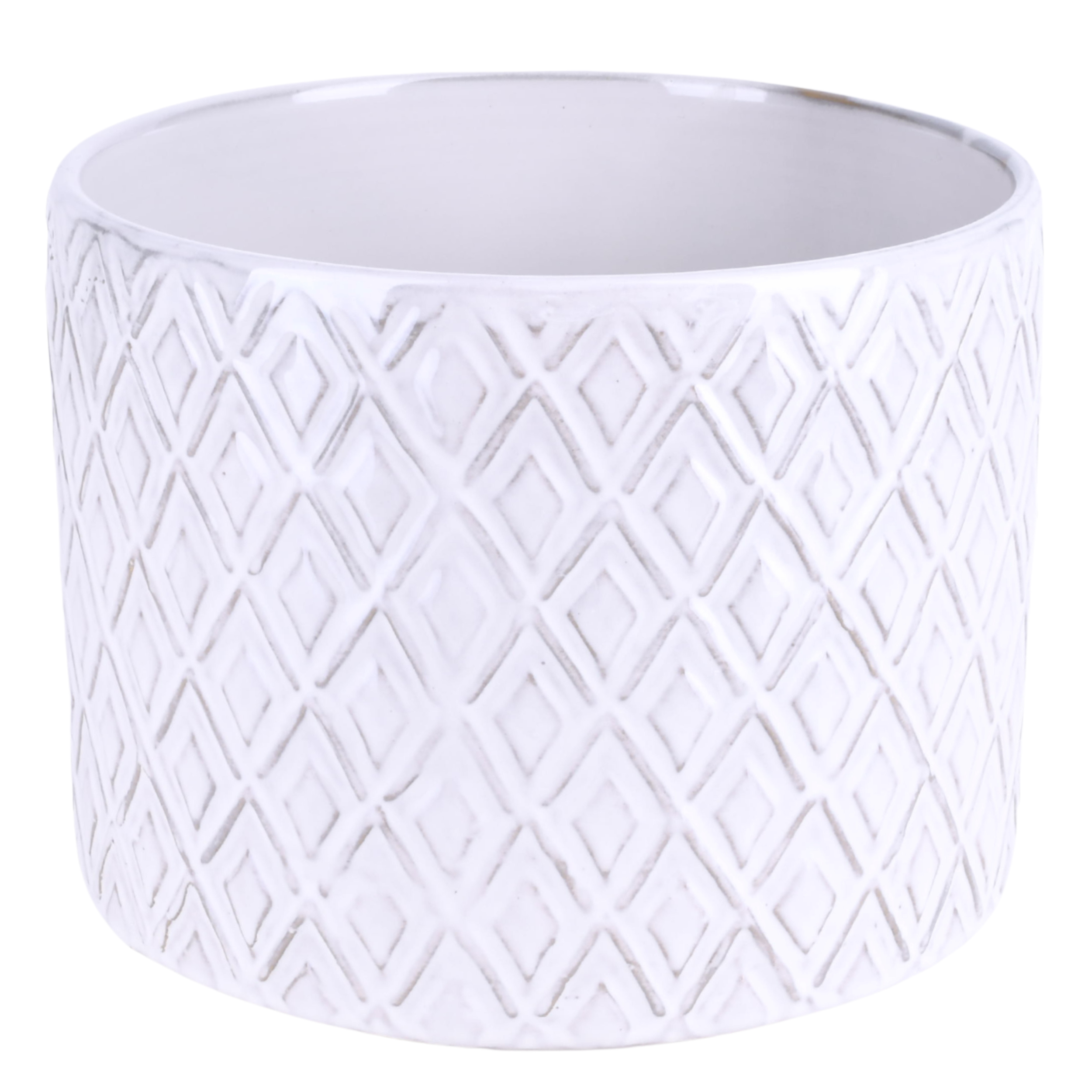 Osłonka doniczki ceramiczna Diamante 27cm biała DHG