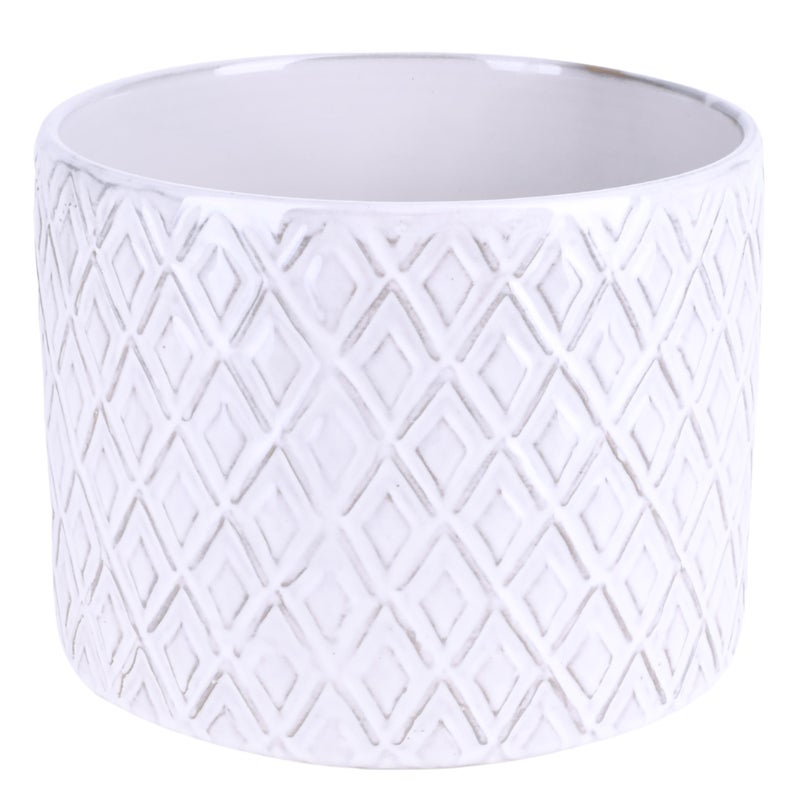 Osłonka doniczki ceramiczna Diamante 27cm biała DHG