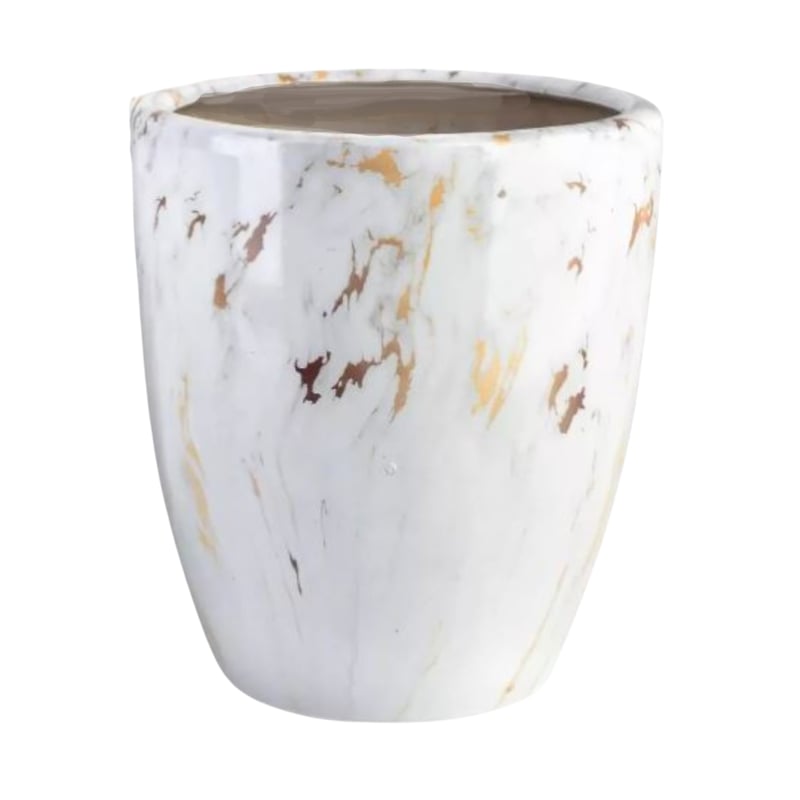 Osłonka doniczki ceramiczna Lome 20cm biały marmur DHG