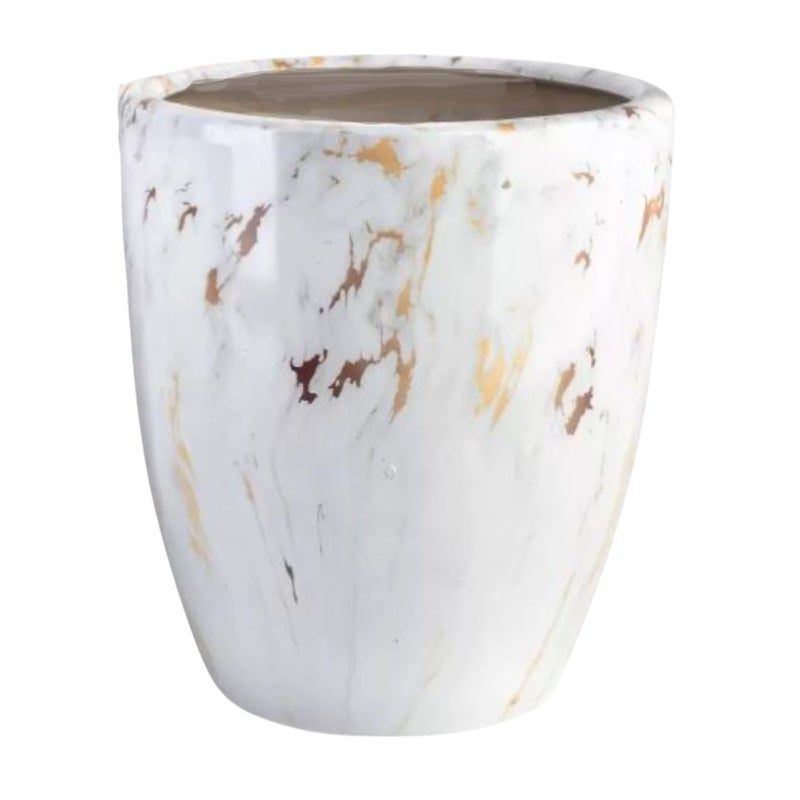 Osłonka doniczki ceramiczna Lome 25cm biały marmur DHG