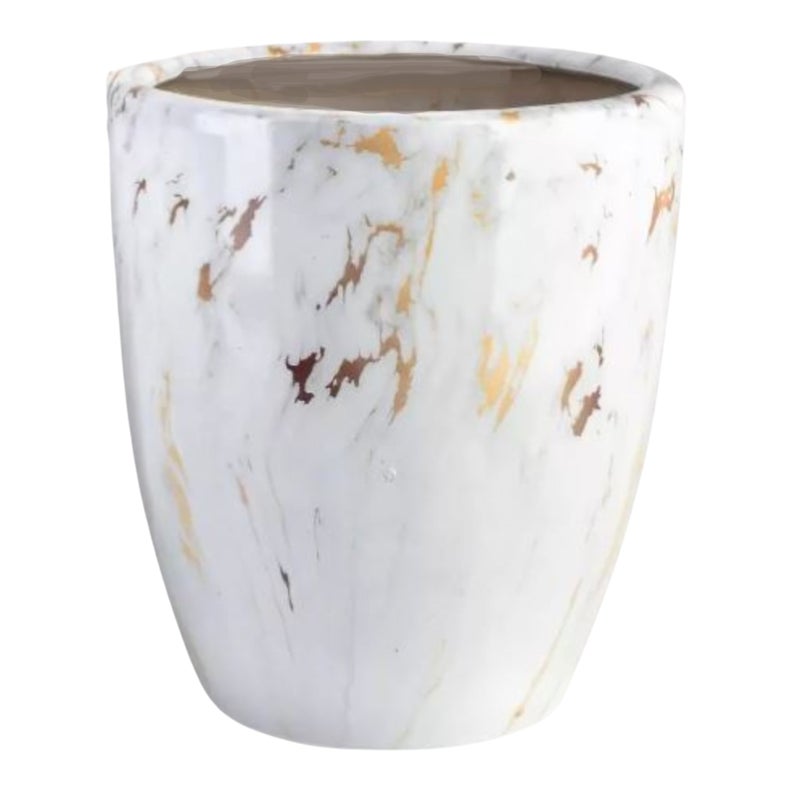 Osłonka doniczki ceramiczna Lome 30cm biały marmur DHG