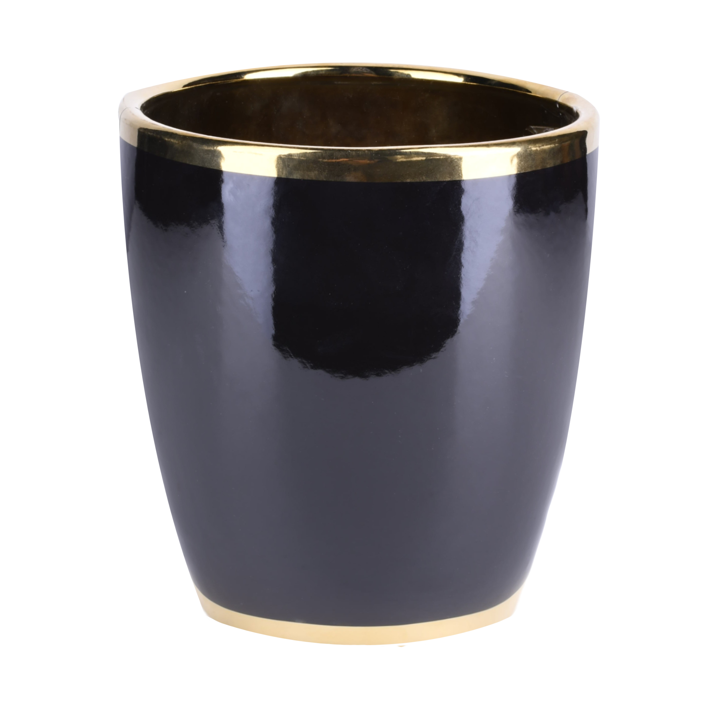 Osłonka doniczki ceramiczna Lome 25cm czarno-złota DHG