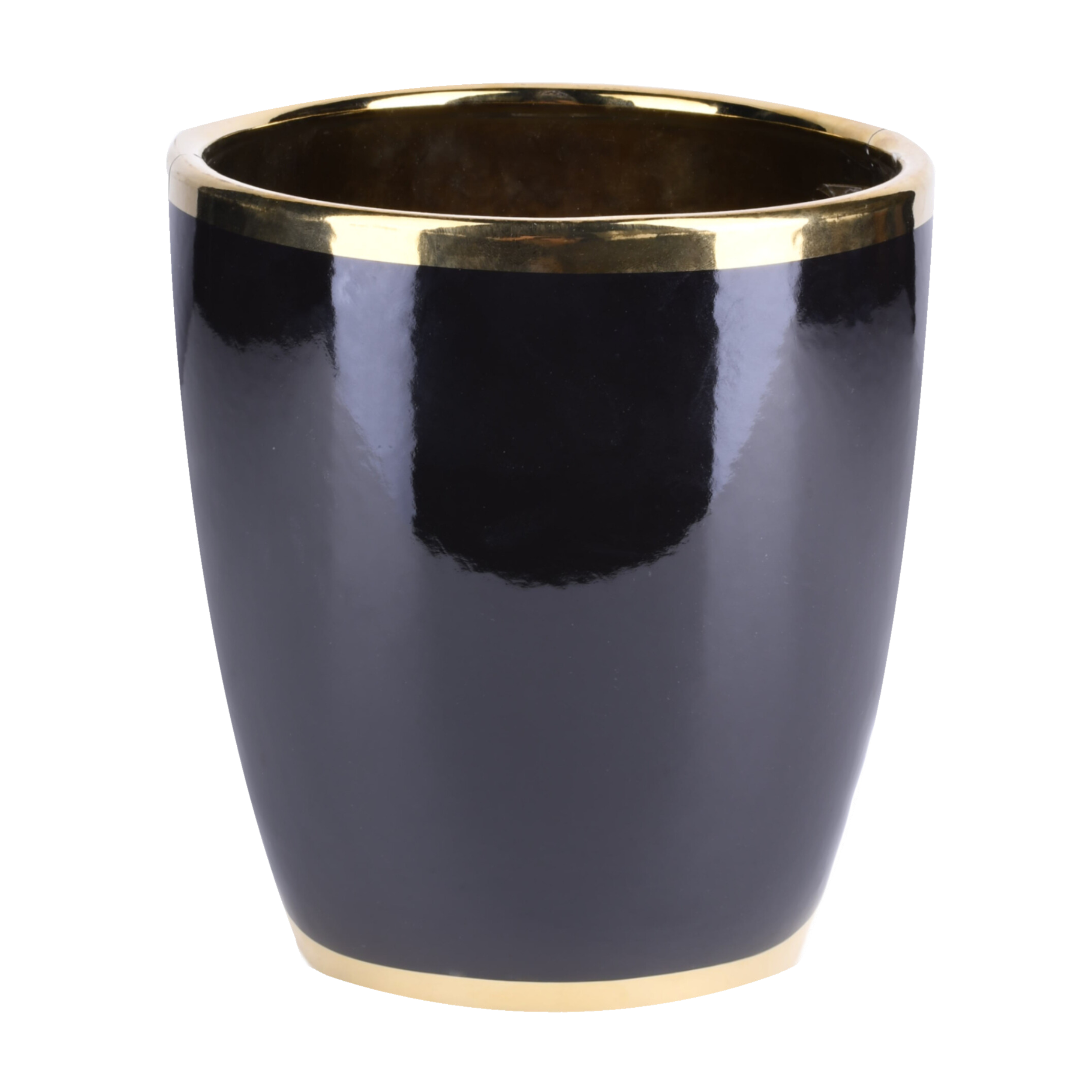 Osłonka doniczki ceramiczna Lome 30cm czarno-złota DHG