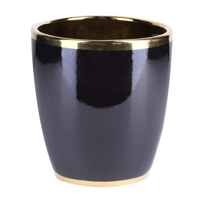 Osłonka doniczki ceramiczna Lome 30cm czarno-złota DHG
