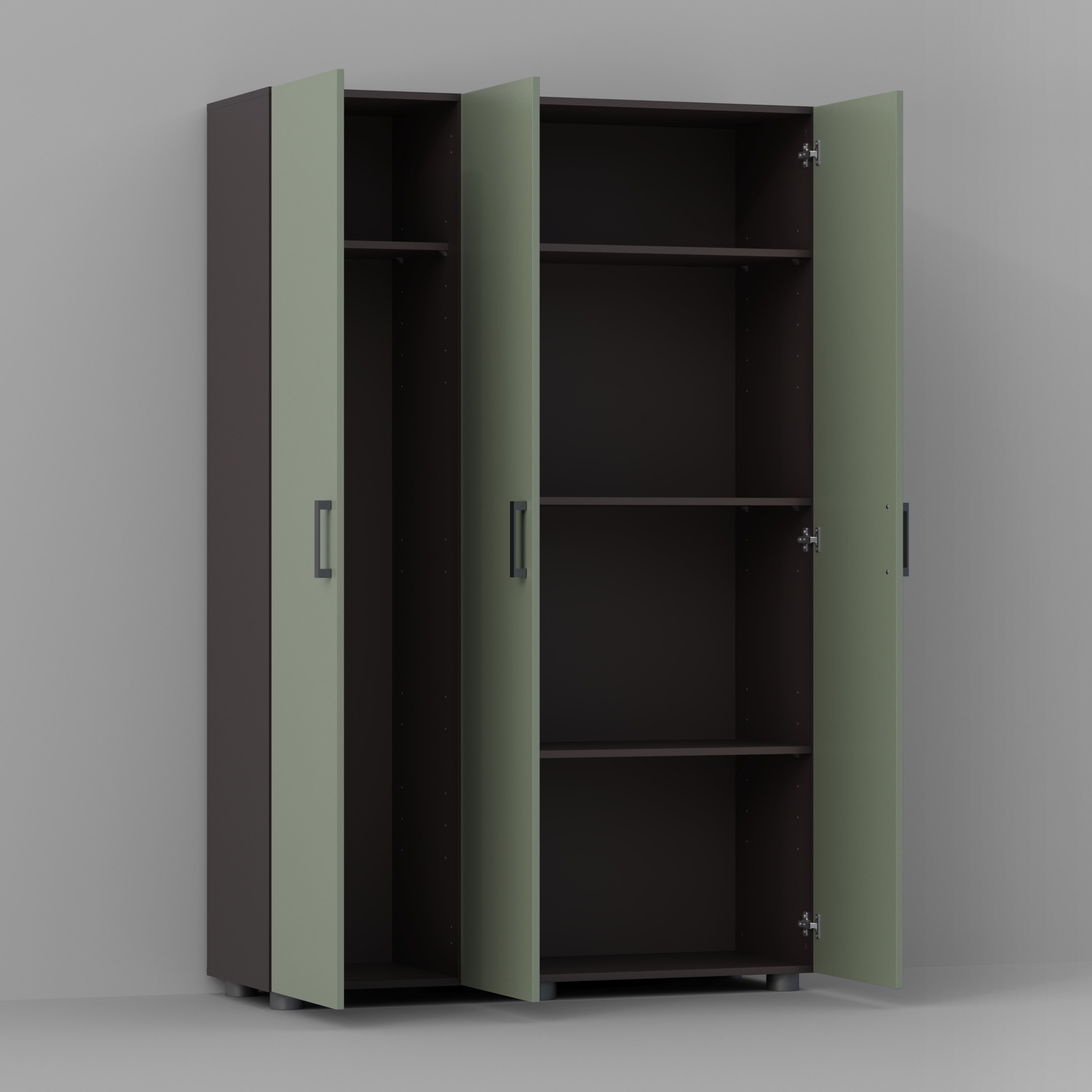 Armario alto despensero verde, 180x120x40 cm con 3 puertas - 5