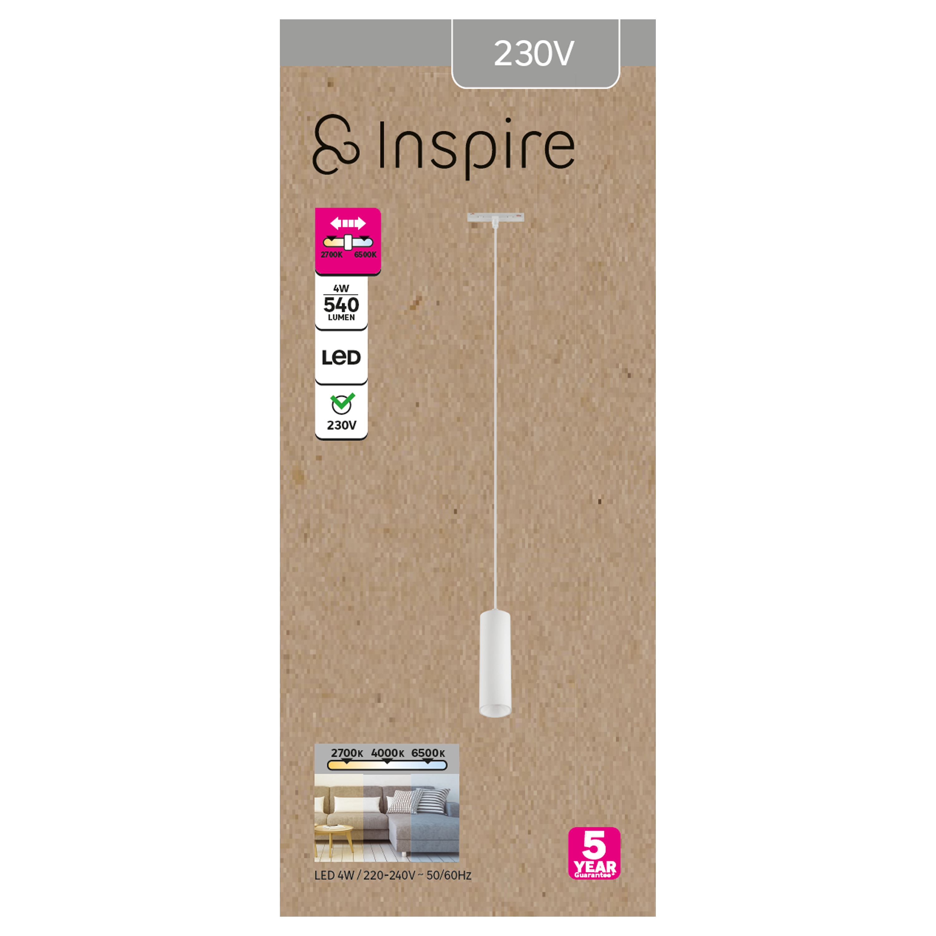 Suspension LED pour rail, blanc, 500lm, INSPIRE - 7