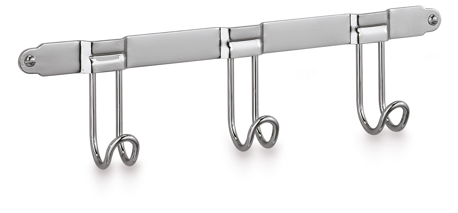 Perchero de pared hotels acero gris con 3 ganchos