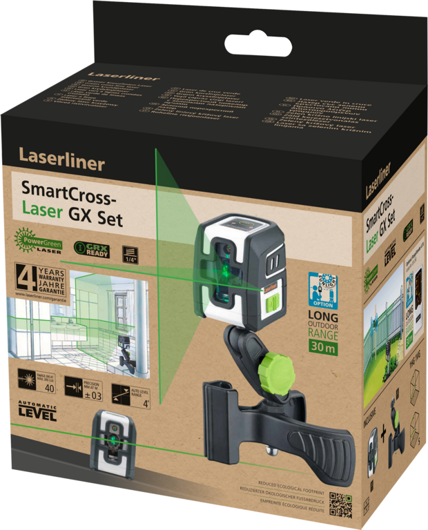Niveau laser à croix vert LASERLINER SmartCross-Laser GX Set + pince - 12