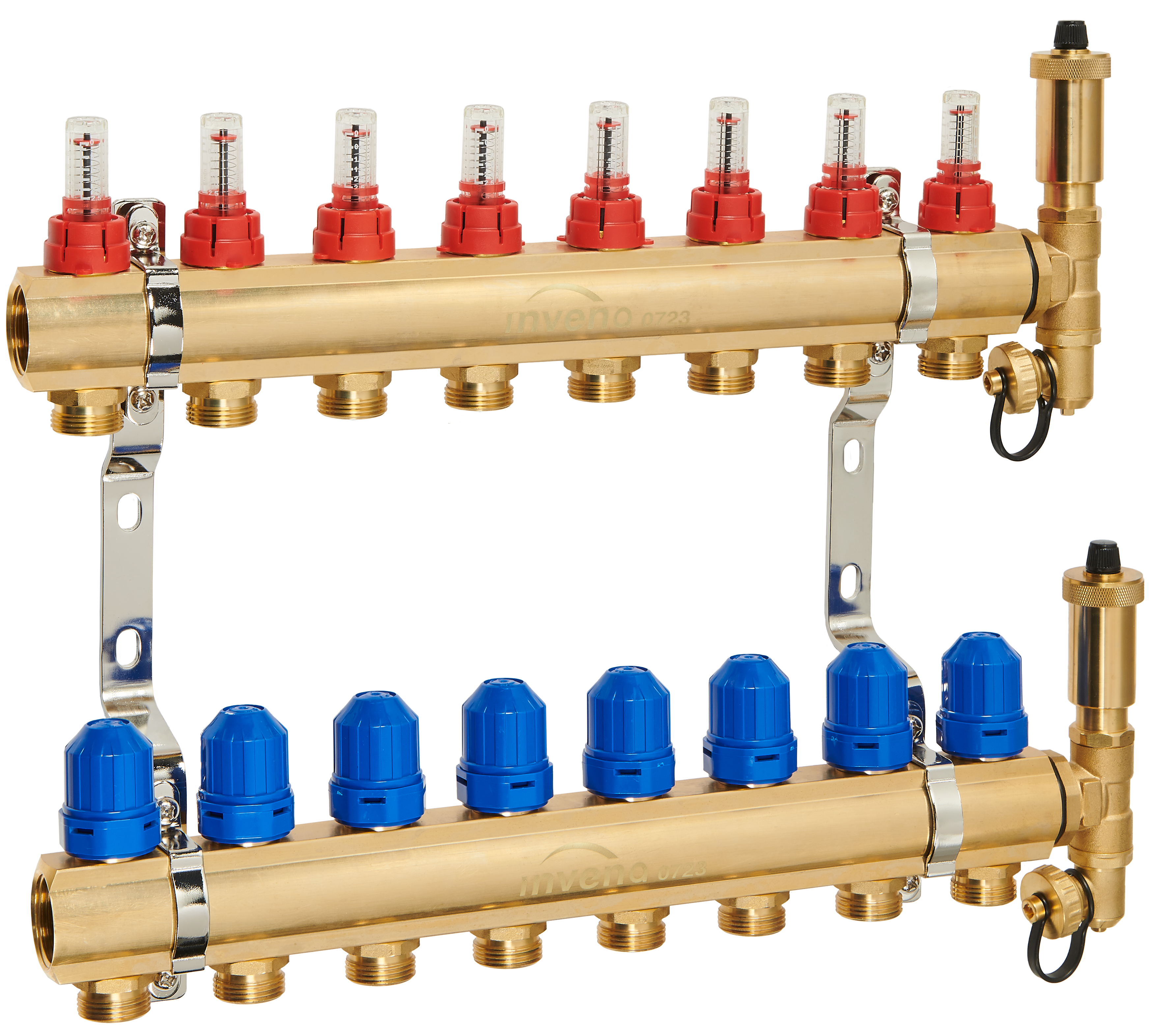 Rozdzielacz do ogrzewania podłogowego V4_7534 8-obw mosiądz INVENA