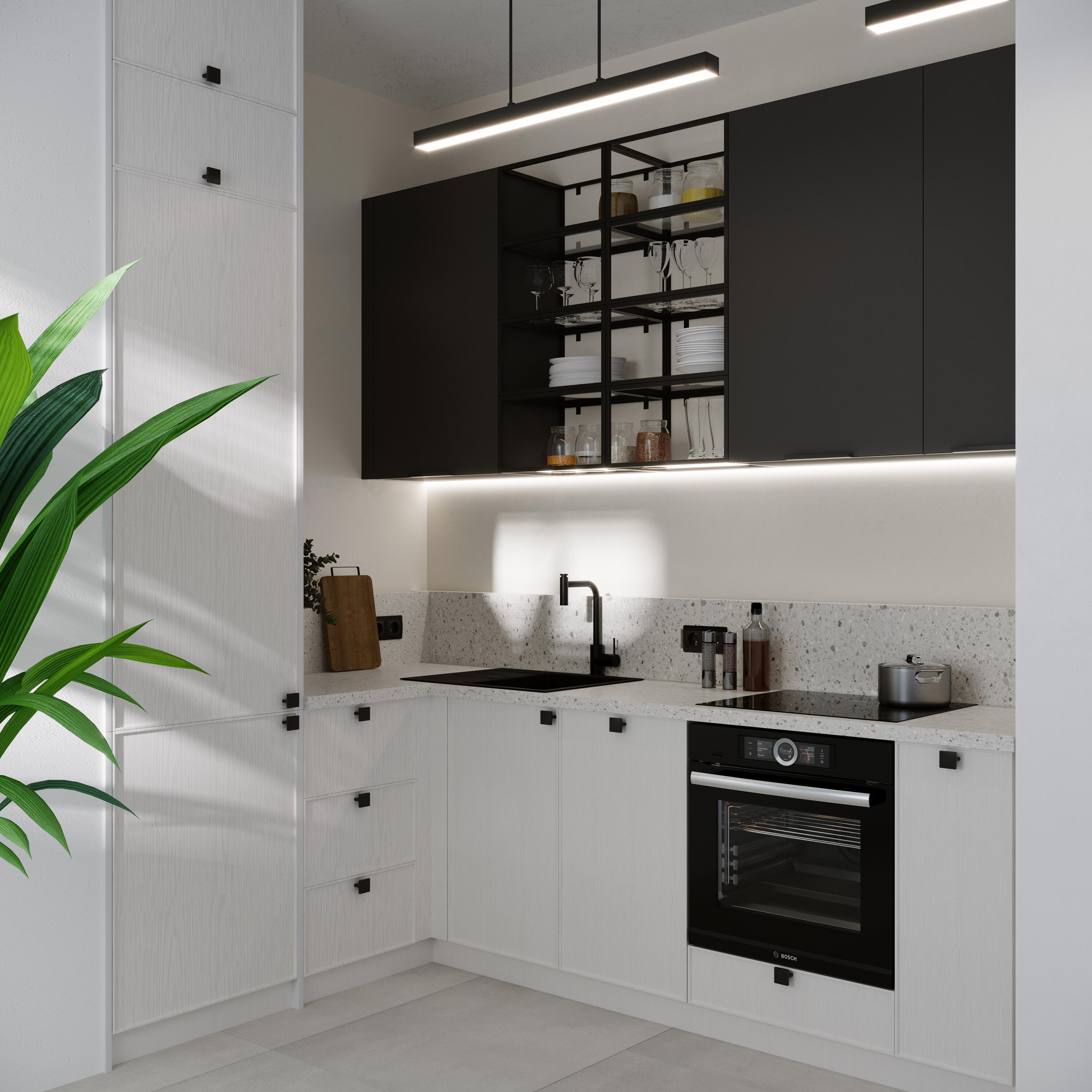 Profil do taśmy LED natynkowy 1 m czarny + zaślepki POLUX - 3