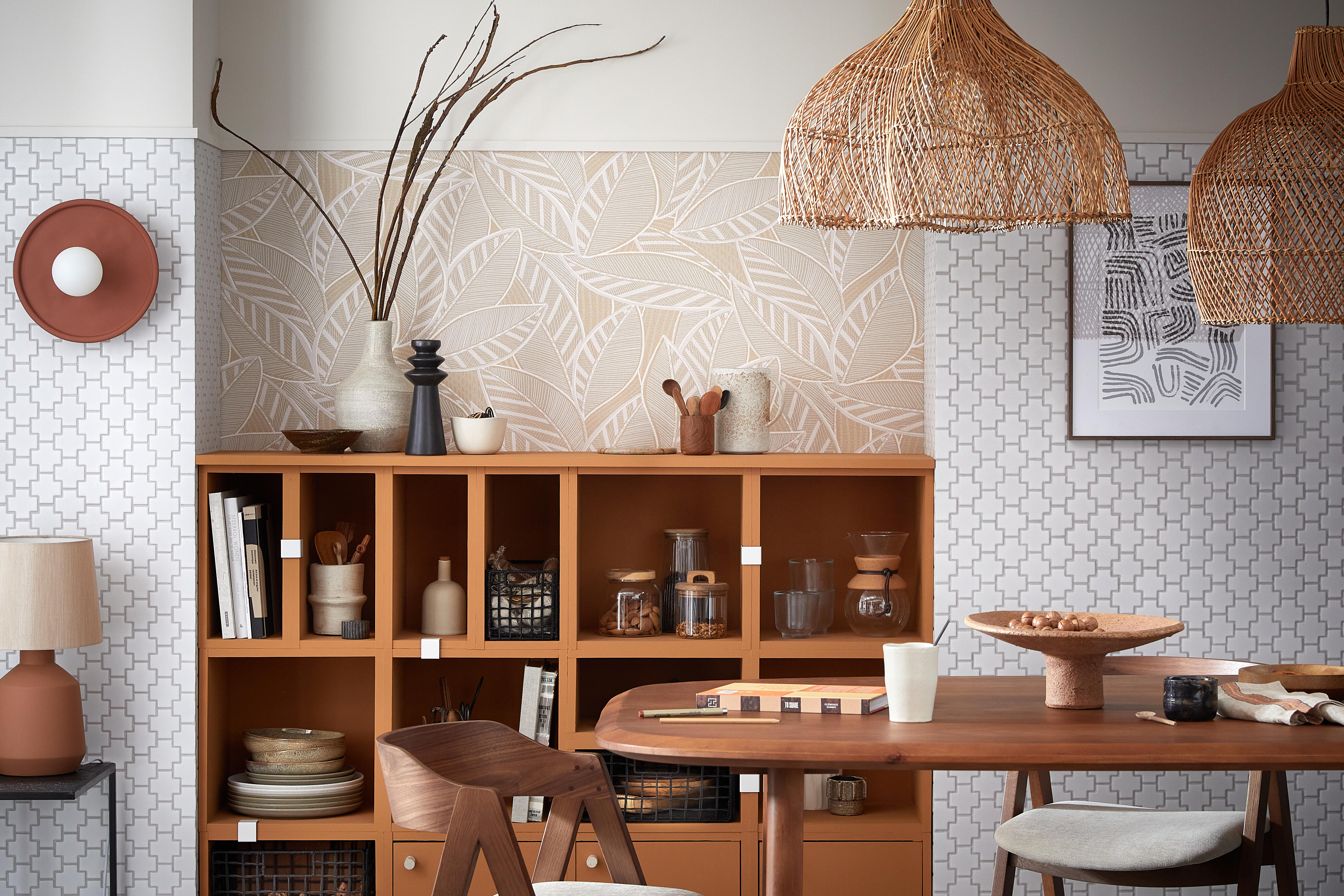 Papier peint intissé Feuilles Beige - 4