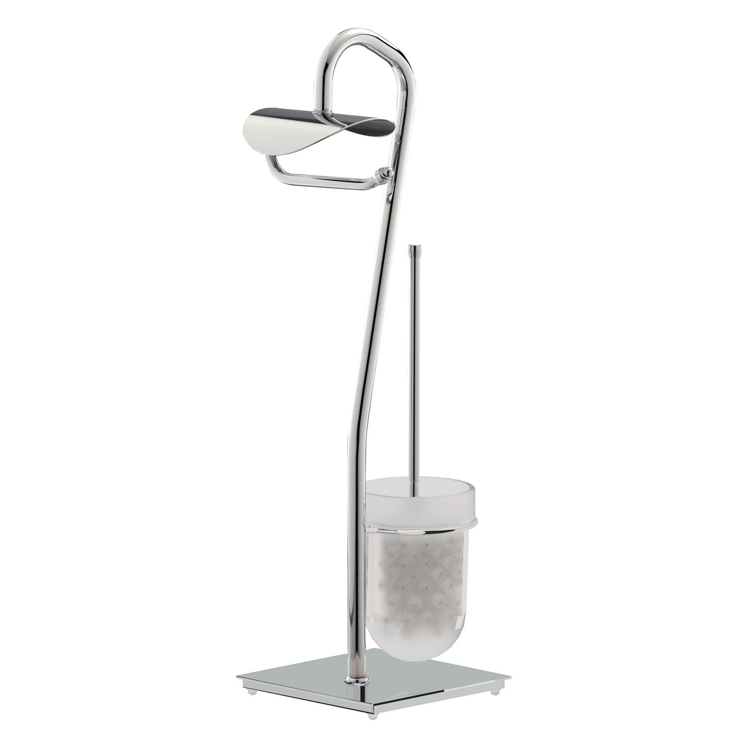 Portarrrollo de papel higiéncio de pie con escobillero parma plata