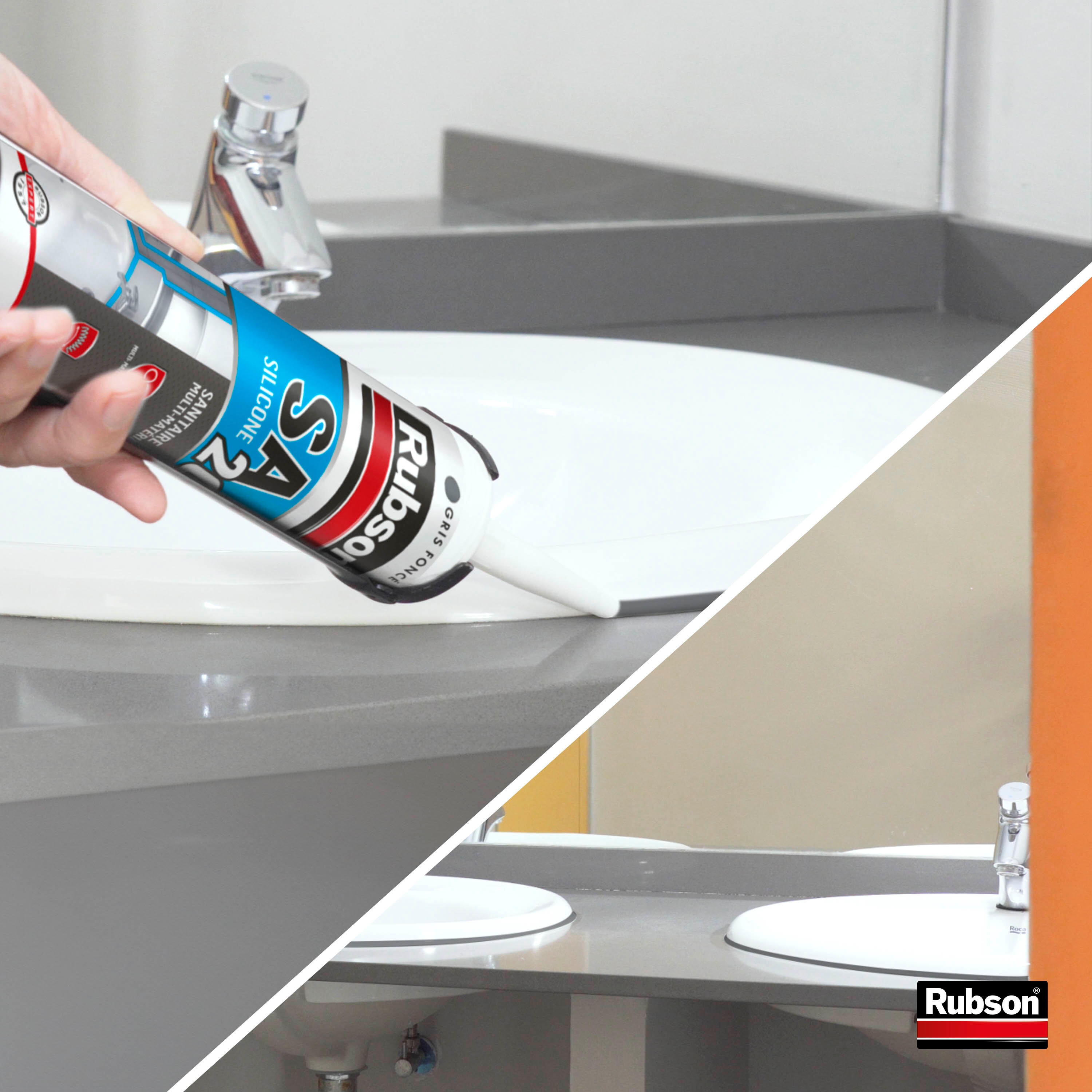 Mastic antimoisissure d'étanchéité Sa2c sanitaire RUBSON gris foncé, 280 ml - 5