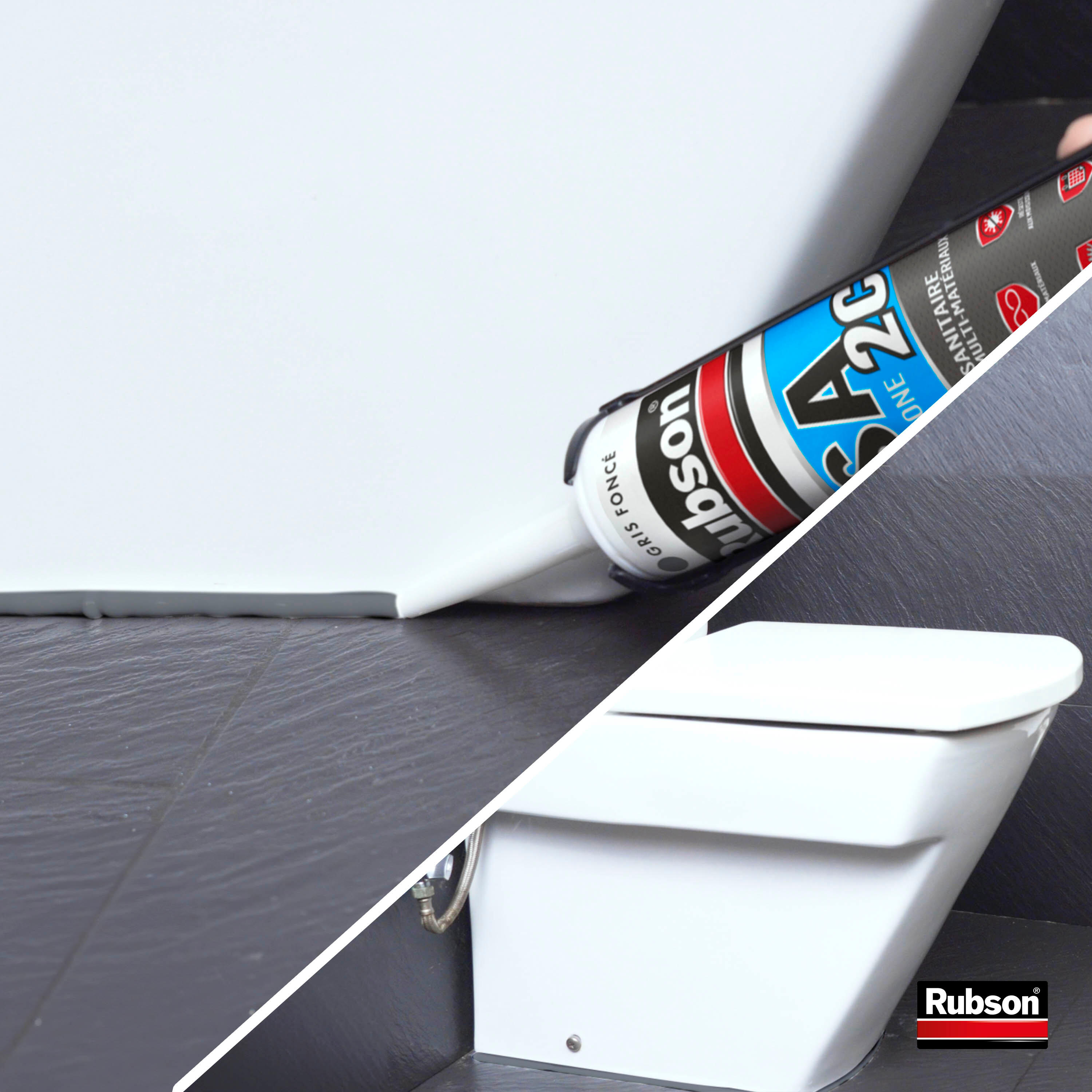 Mastic antimoisissure d'étanchéité Sa2c sanitaire RUBSON gris foncé, 280 ml - 3