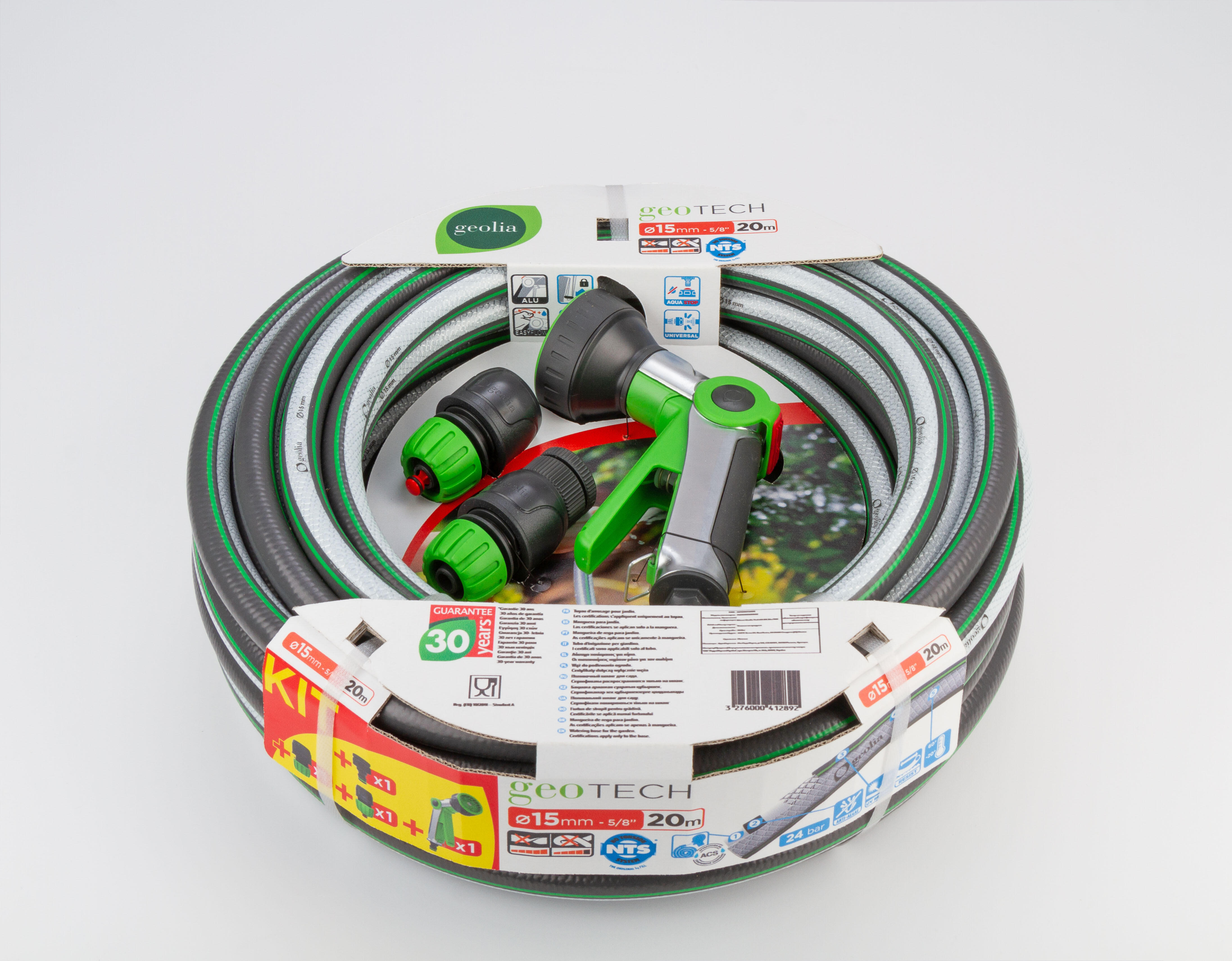Manguera equipada geolia tech 15 mm de ø y 20 m de longitud
