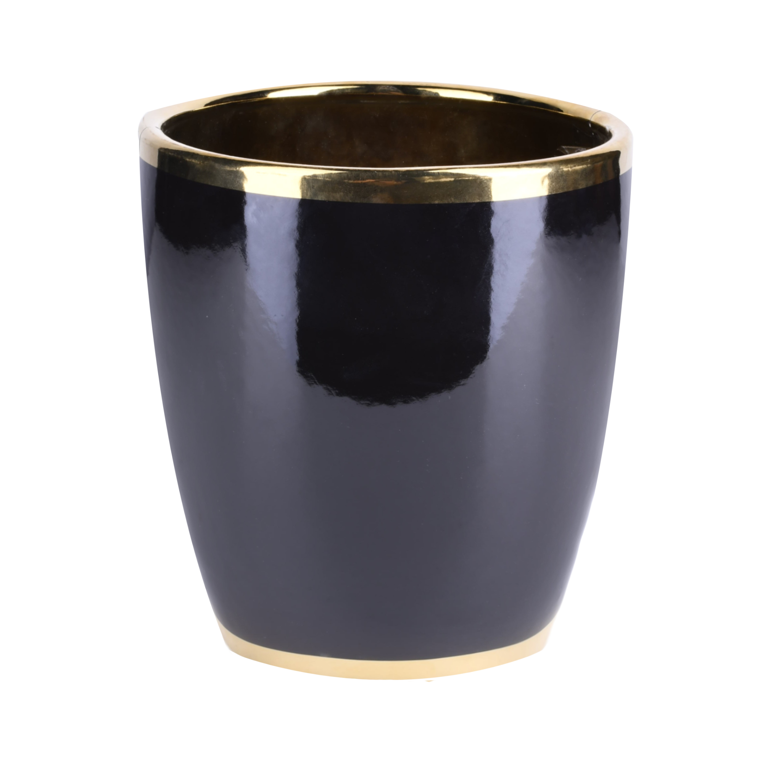 Osłonka doniczki ceramiczna Lome 20cm czarno-złota DHG