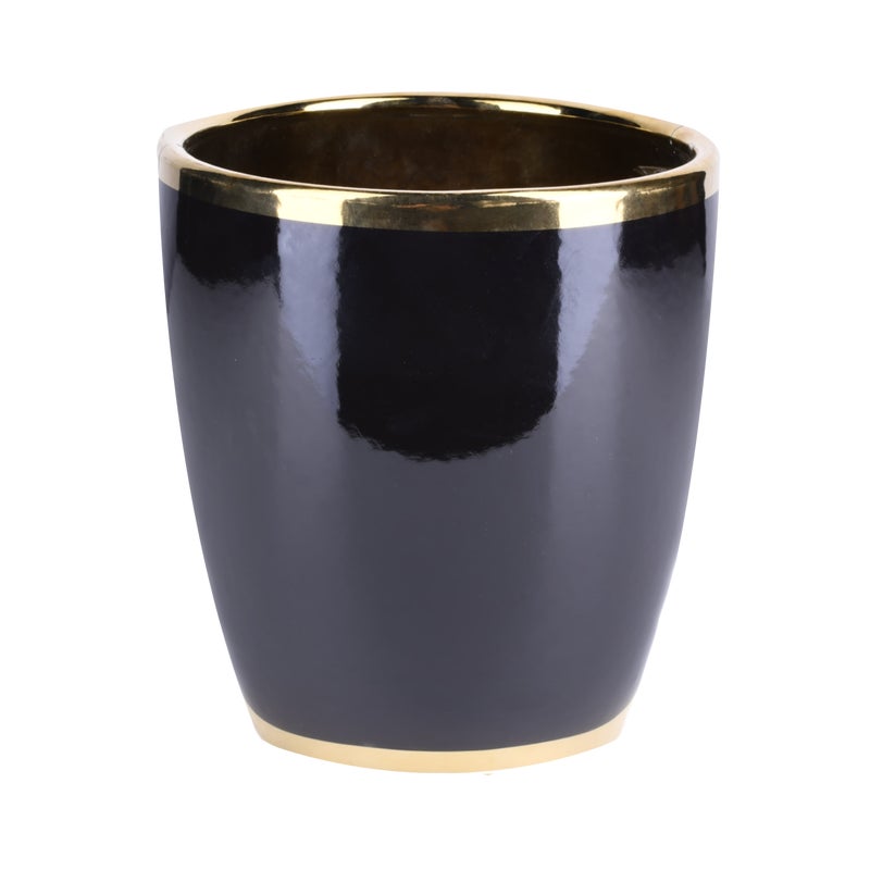 Osłonka doniczki ceramiczna Lome 20cm czarno-złota DHG