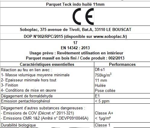 Parquet massif teck duo huilé S WOODFLOORING, l.9 cm - 12