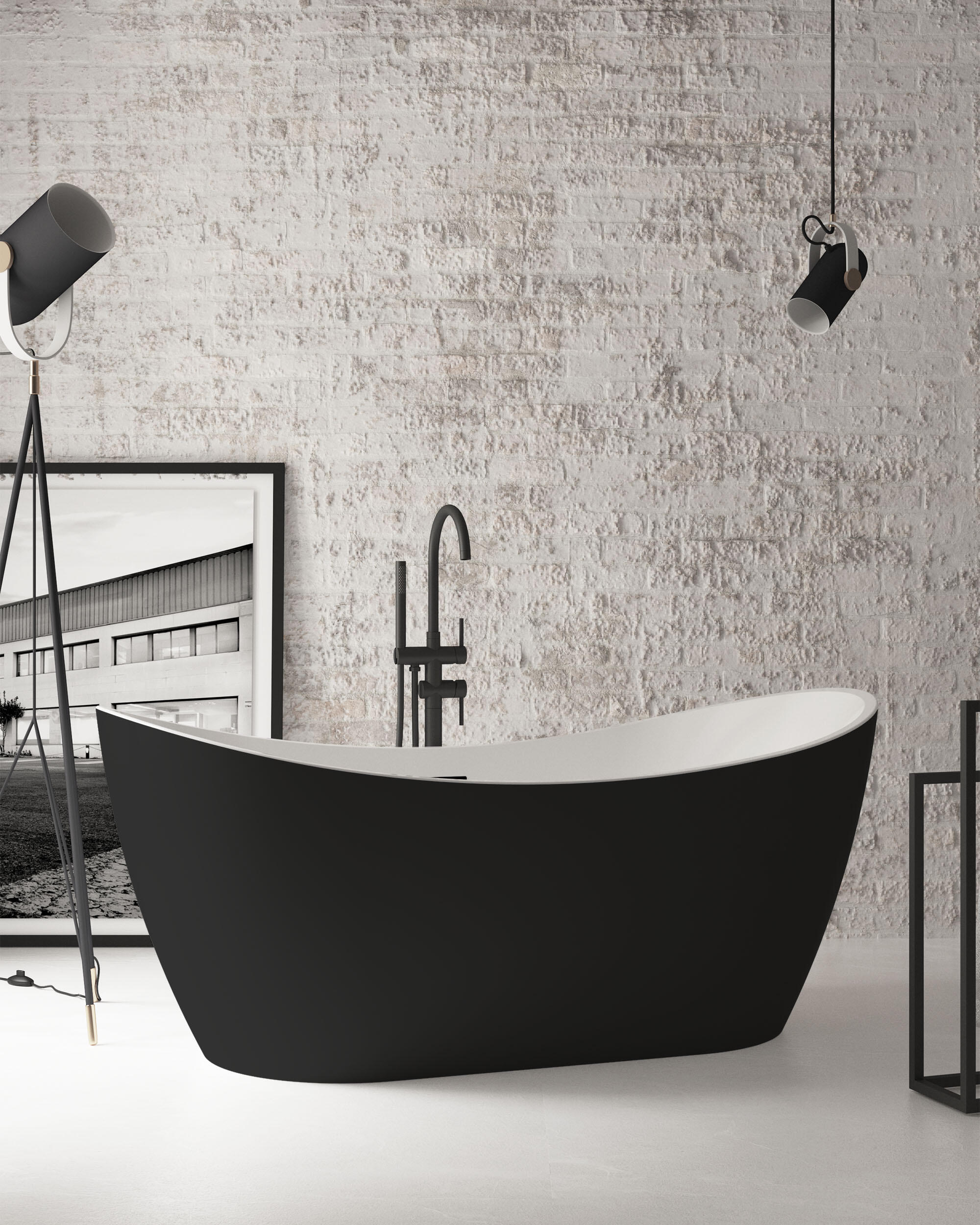 Bañera isla OBATH Nao negro 150x73 cm - 4