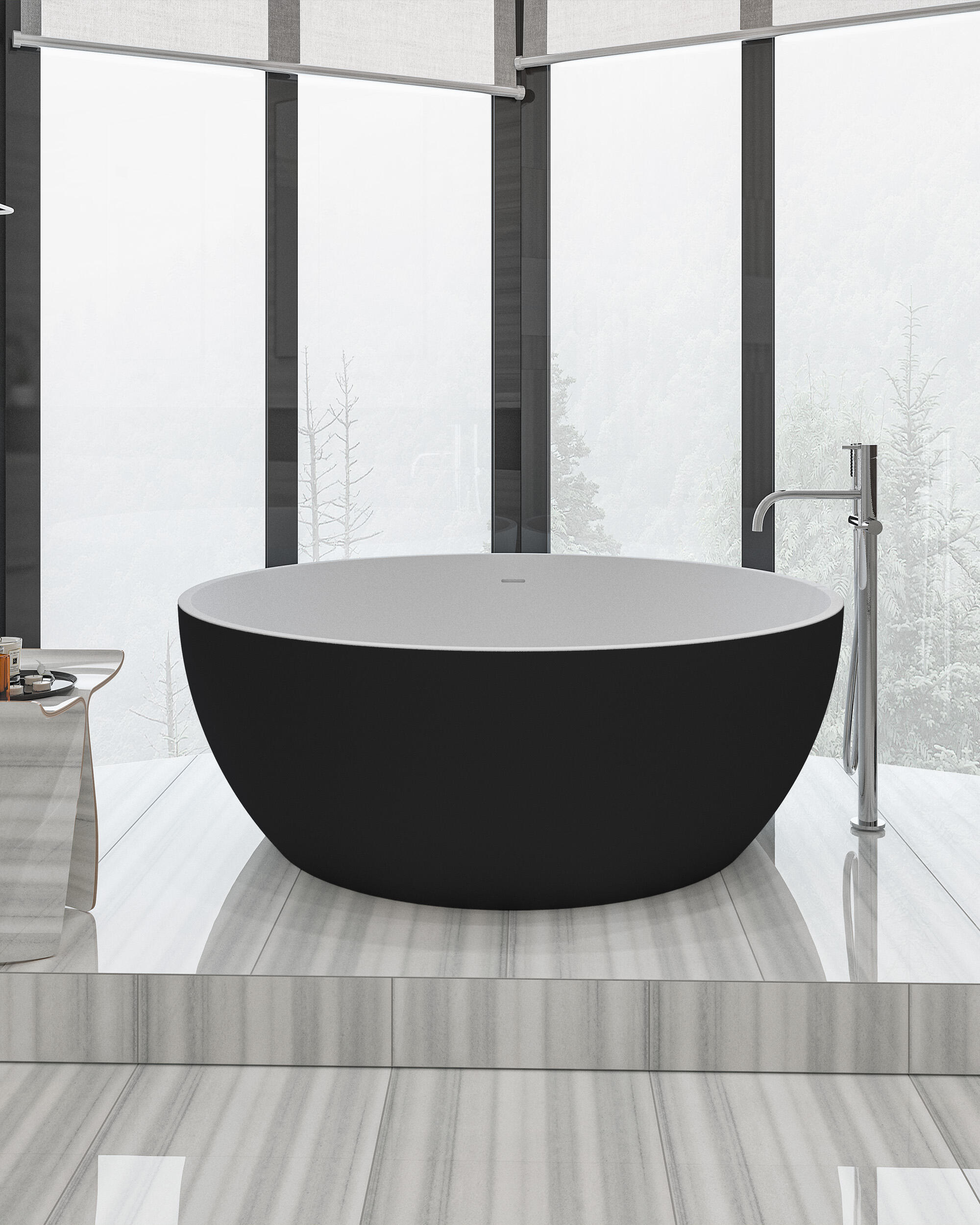 Bañera isla obath mara negro 153x153 cm