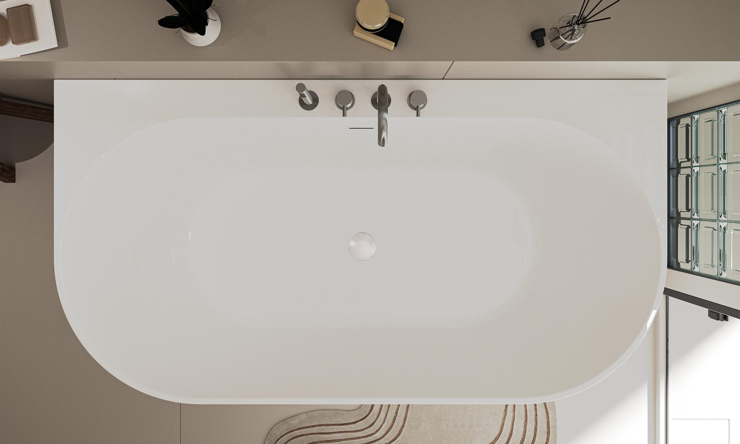 Bañera OBATH Thera sabbia 170x90 cm - 3