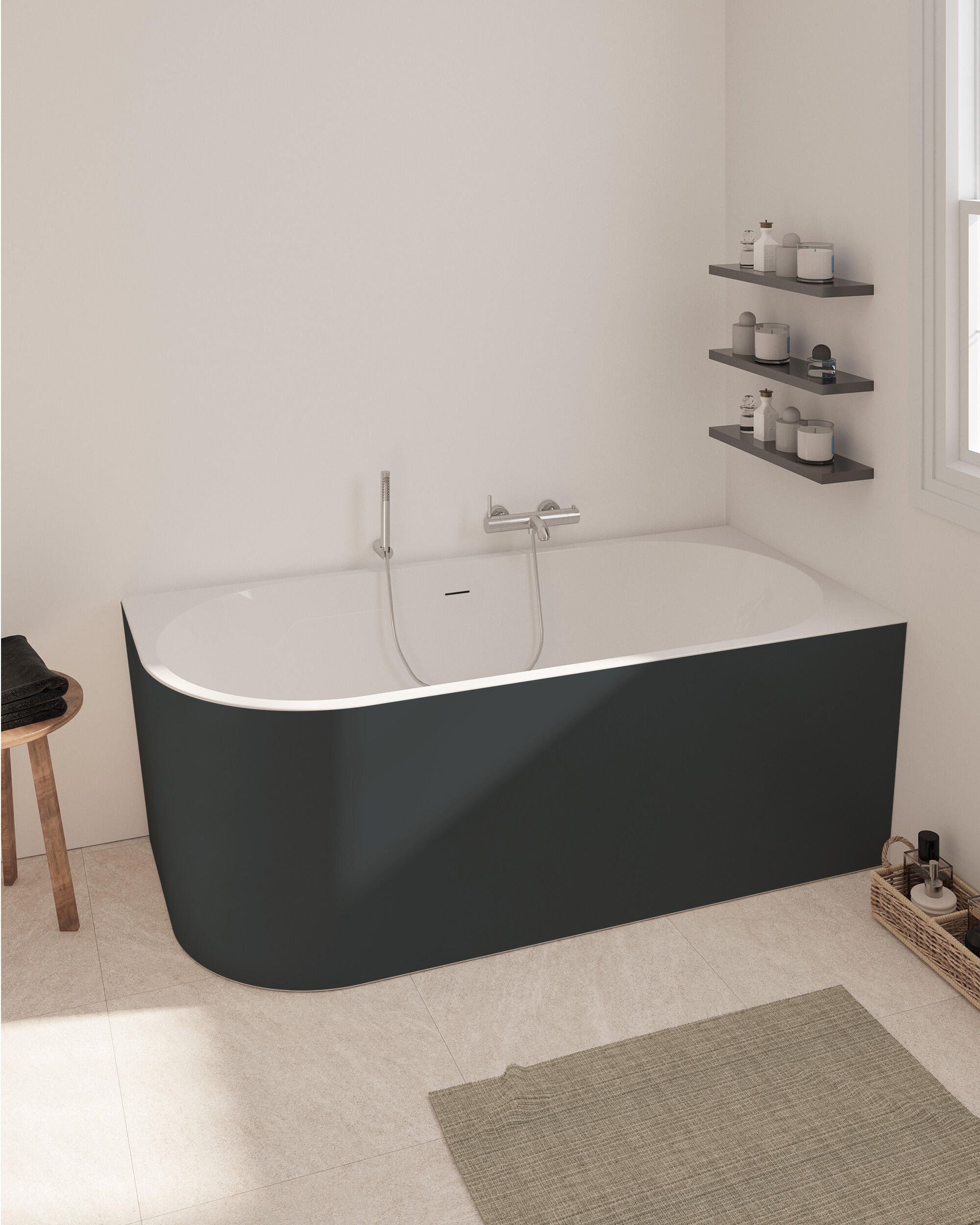 Bañera obath thera negro 170x80 cm