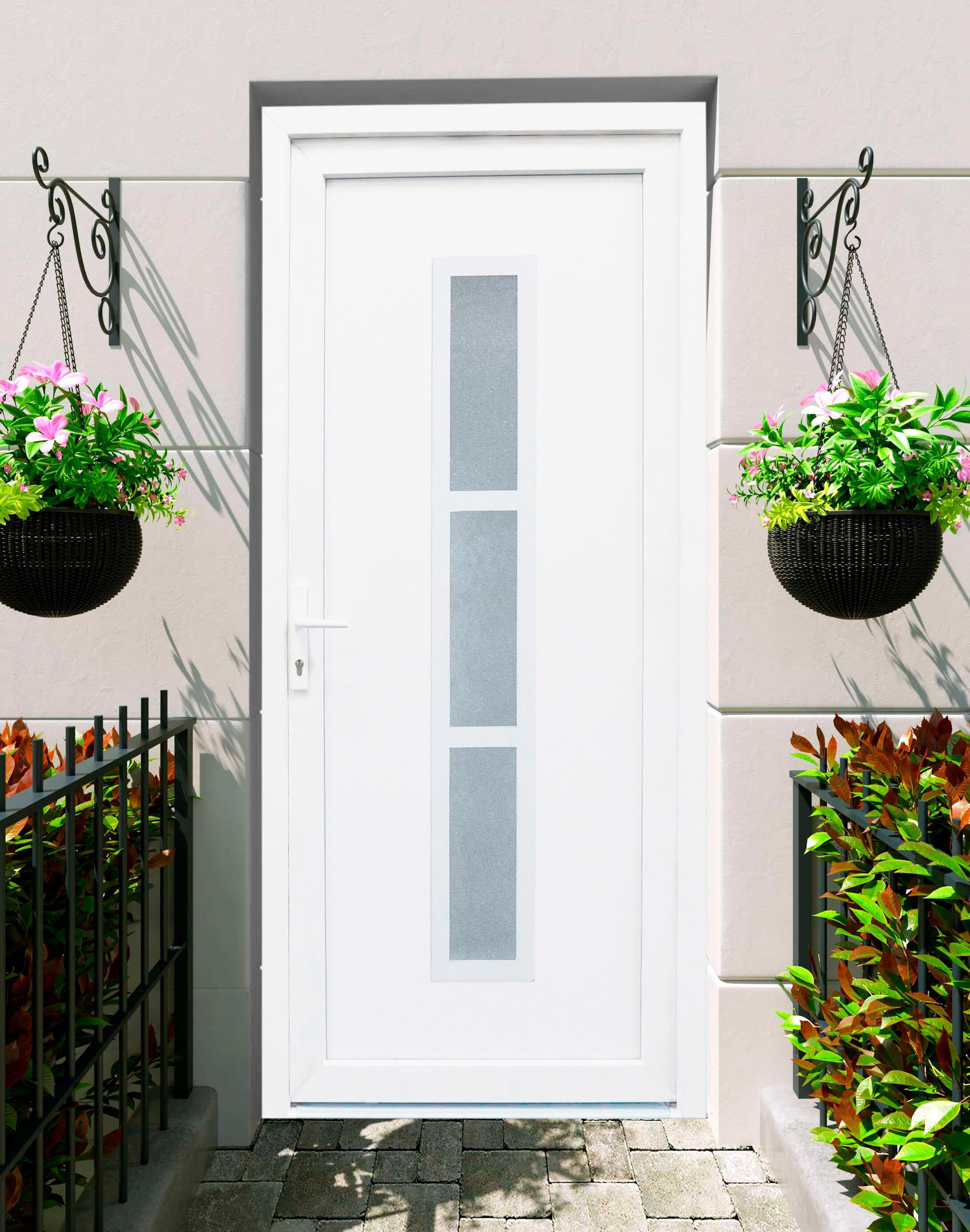 Puerta de entrada serie basic pvc alabama diseño rústico color blanco apertura derecha 208x98cm