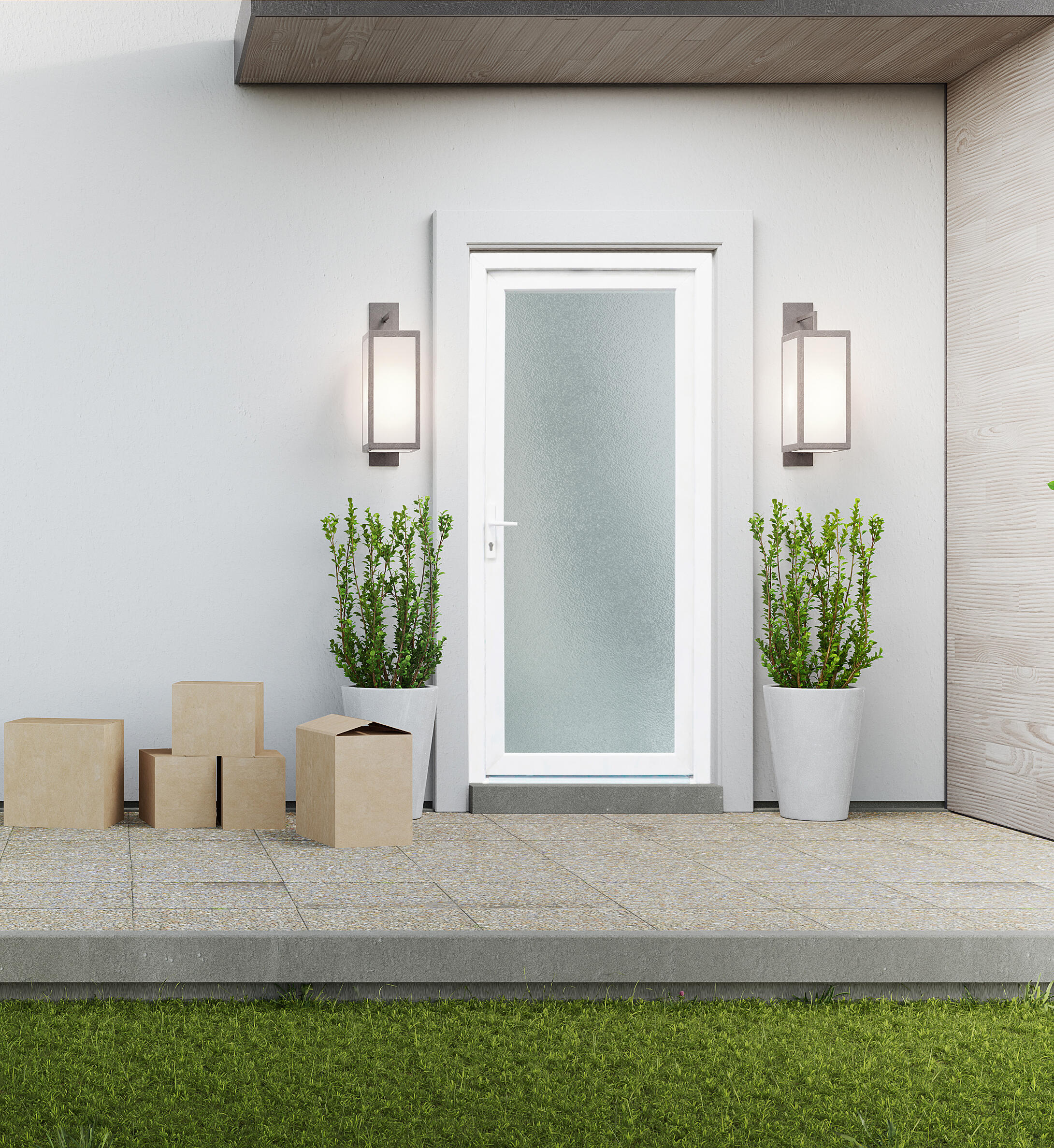 Puerta de entrada serie Basic pvc Mallorca cristal mate diseño liso color blanco apertura derecha 200x80cm - 6