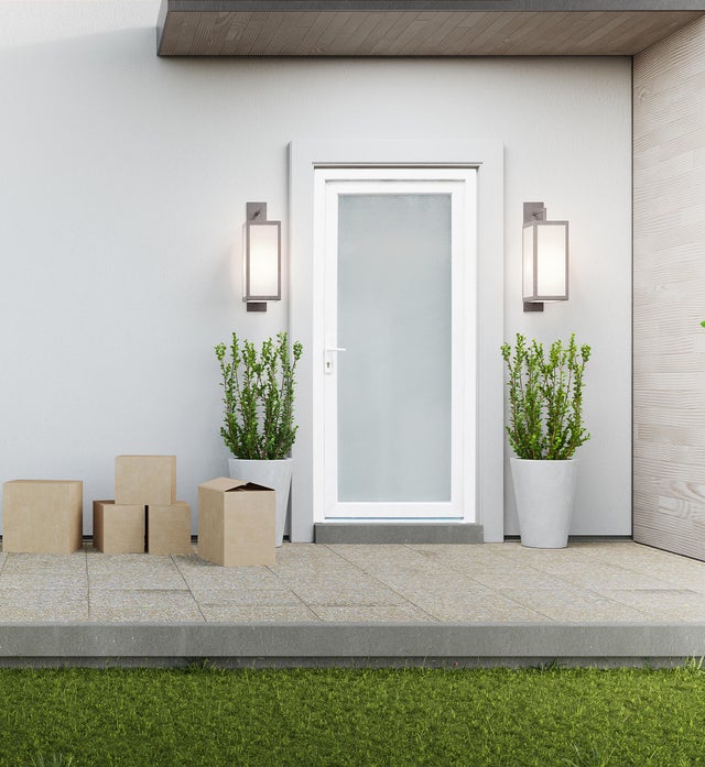 Puerta de entrada serie Basic pvc Mallorca cristal mate diseño liso color blanco apertura derecha 200x80cm