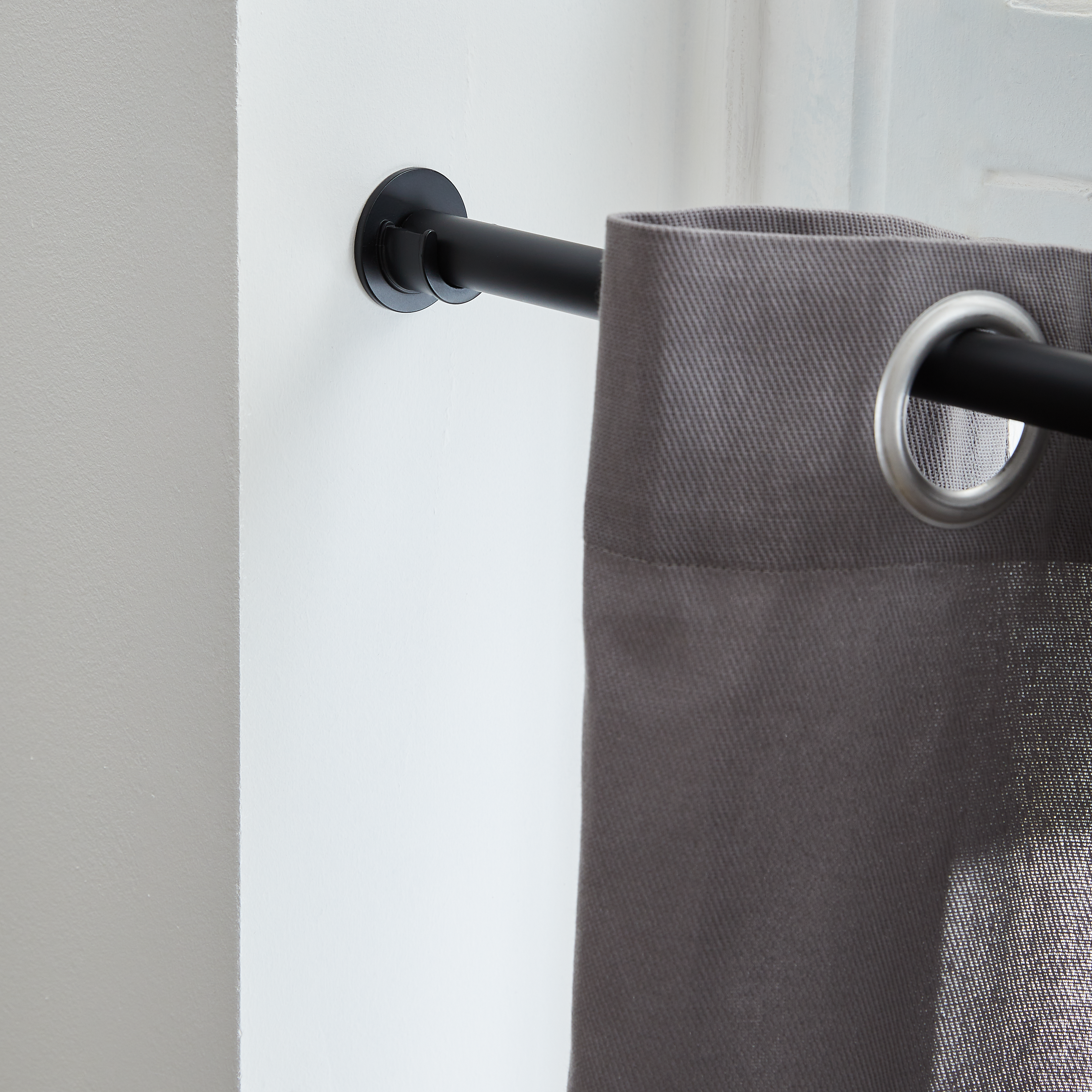 2 Soportes techo pared para barra diámetro 20 mm INSPIRE aluminio negro mate fijo 4.5 cm - 3