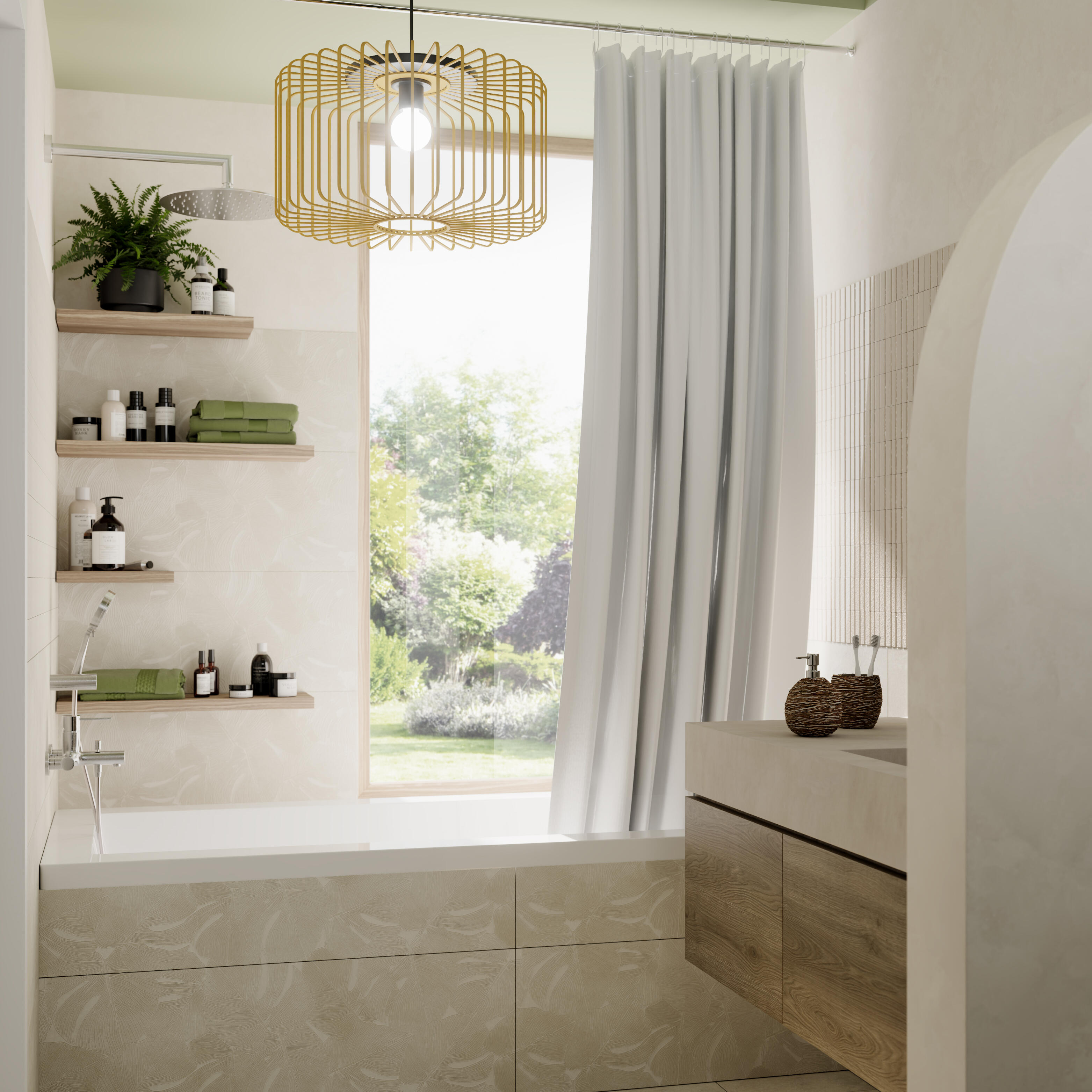 Piastrella da rivestimento interno in gres porcellanato 33 x 100 cm rettificato grigio chiaro e bianco opaco Tradition Decoro Foglia Sp. 10 mm 1.32 mq - 2