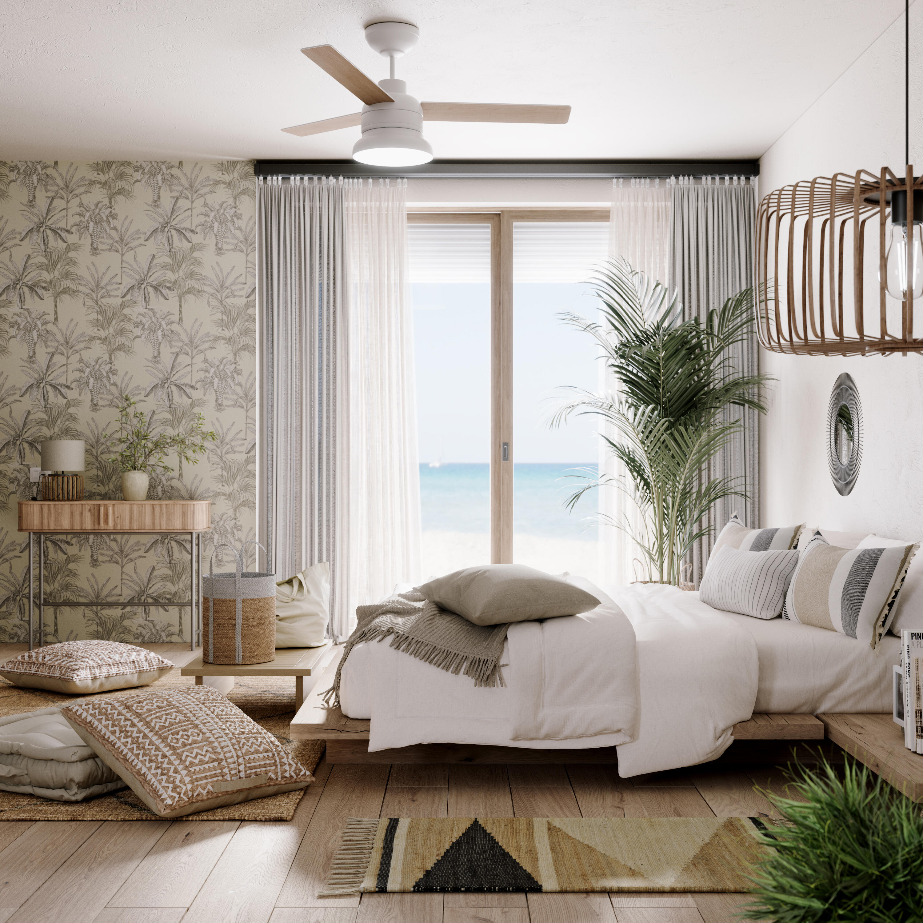 Candeeiro de teto suspenso PECAN E27 1 luz bamboo D55cm Inspire - 25
