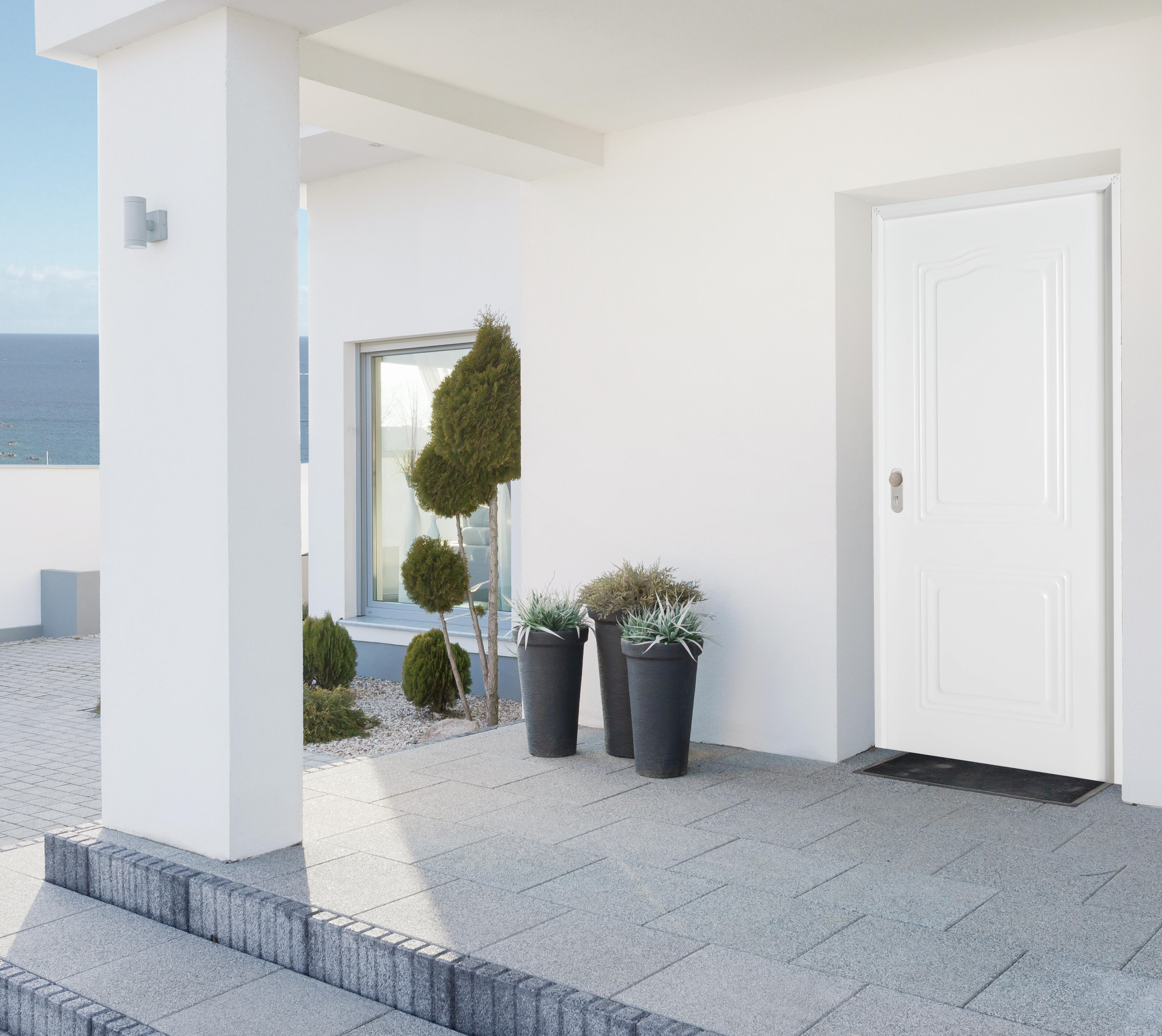 Puerta de entrada metálica serie Eco semiprovenzal blanco /interior liso blanco apertura derecha 210x89cm - 3