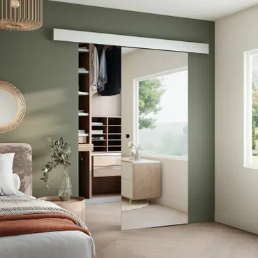 Porte coulissante verre vitrée Denver miroir, H.204 x l.73 cm - 3