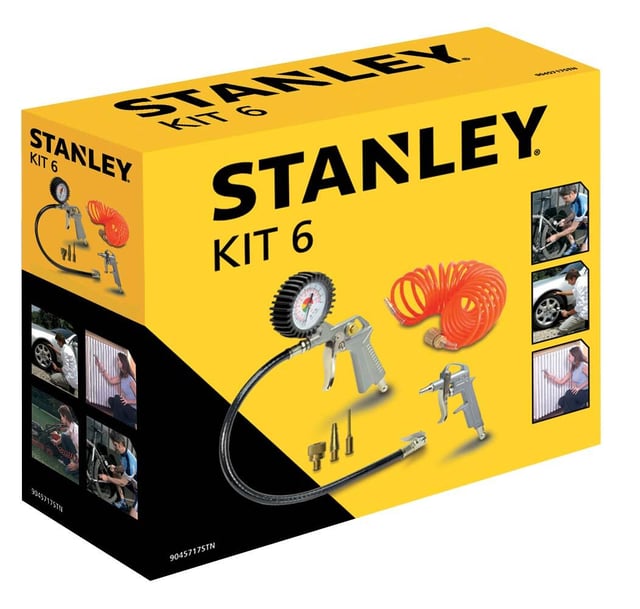Kit di utensili pneumatici per gonfiare/lavare/forare/pitturare/levigare STANLEYKIT 6 PZ (SCATOLA)