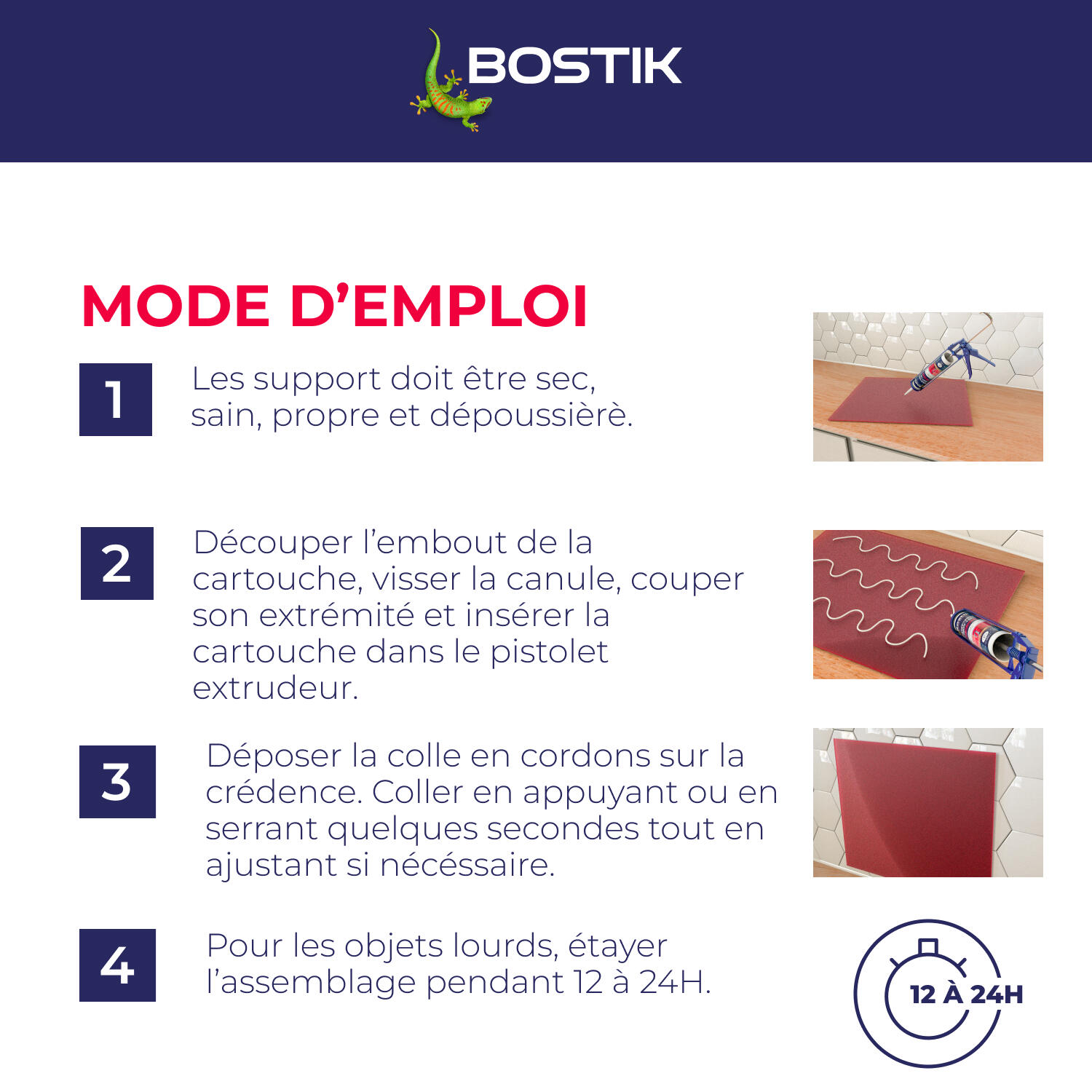 Colle de fixation MS polymère Crédences fixpro msp120 BOSTIK 290ml transparent - 6