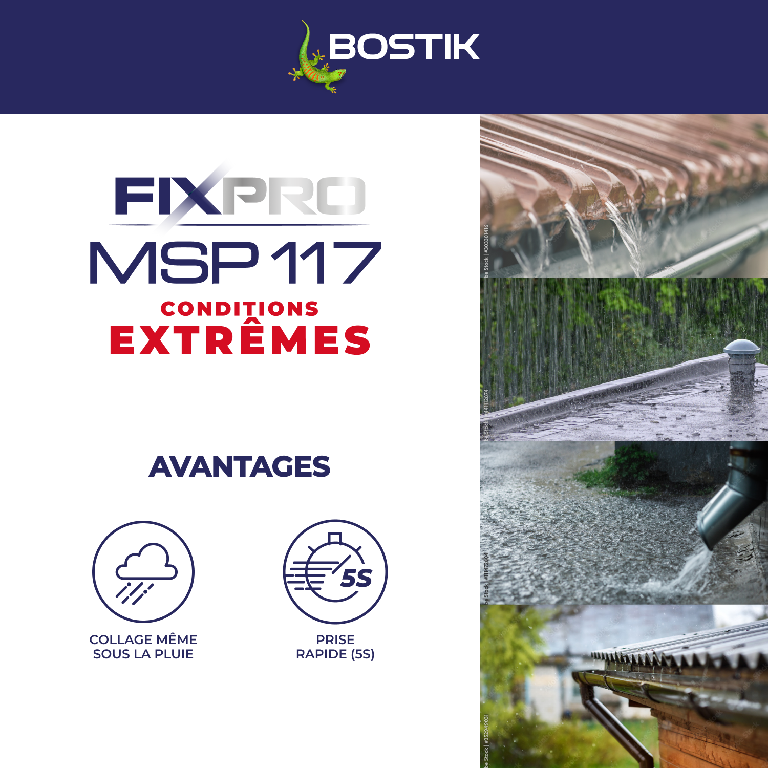 Colle de fixation MS polymère Condi extrêmes FIXPRO MSP117 BOSTIK, 290 ml blanc - 4