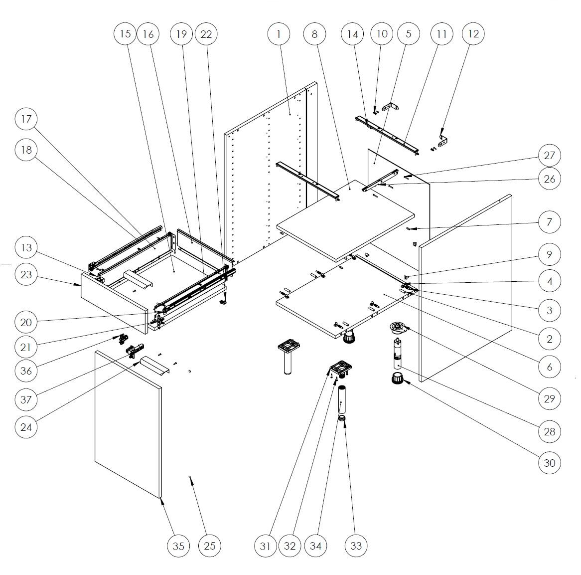Meuble bas de cuisine Eleki gris 1 porte et 1 tiroir H87.1 x l40 - 9