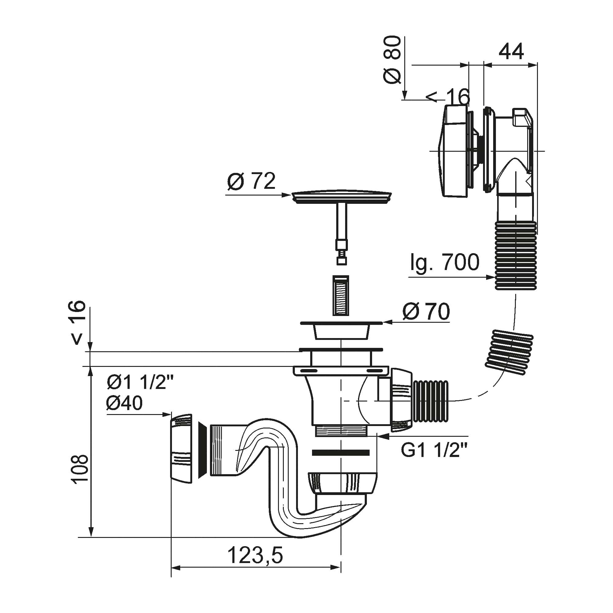 Syfon wanny 50 mm automat ELTON WIRQUIN - 4