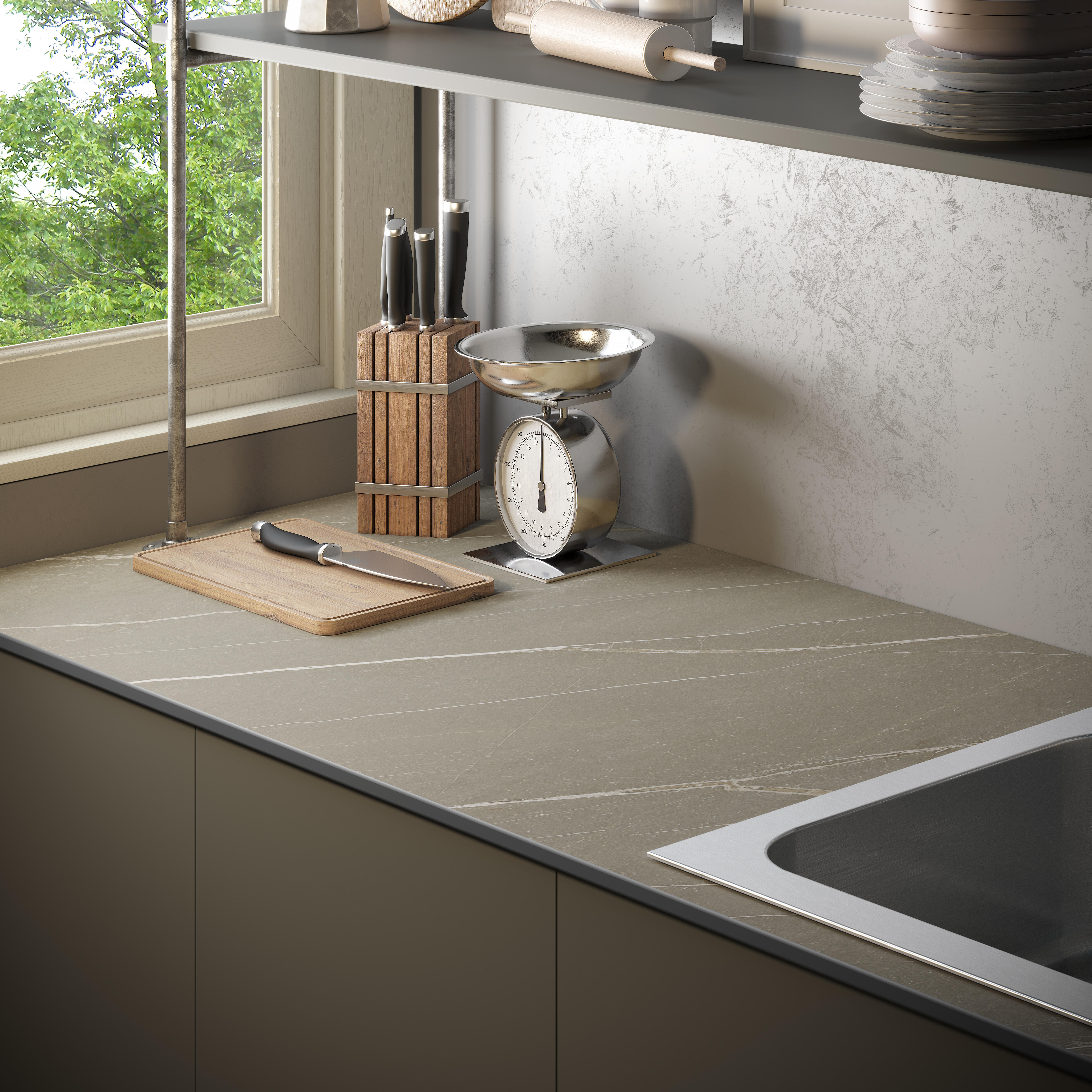 Encimera de cocina laminada compacta Tokyo ker 300x63 cm espesor 12mm - 3