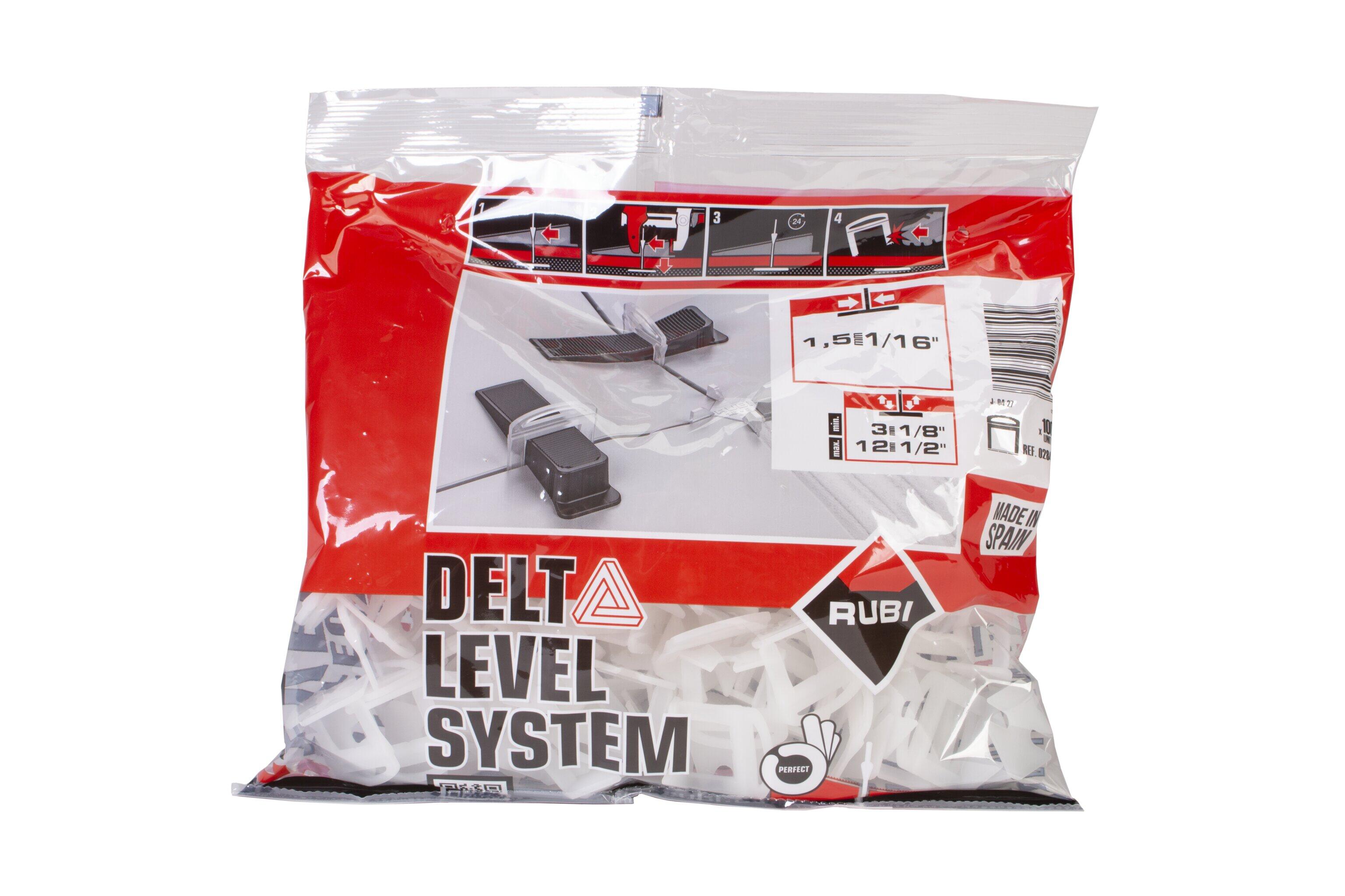 100 Clips de nivelamento para cerâmica 3-12 mm 1,5 mm Rubi Delta Level System - 4