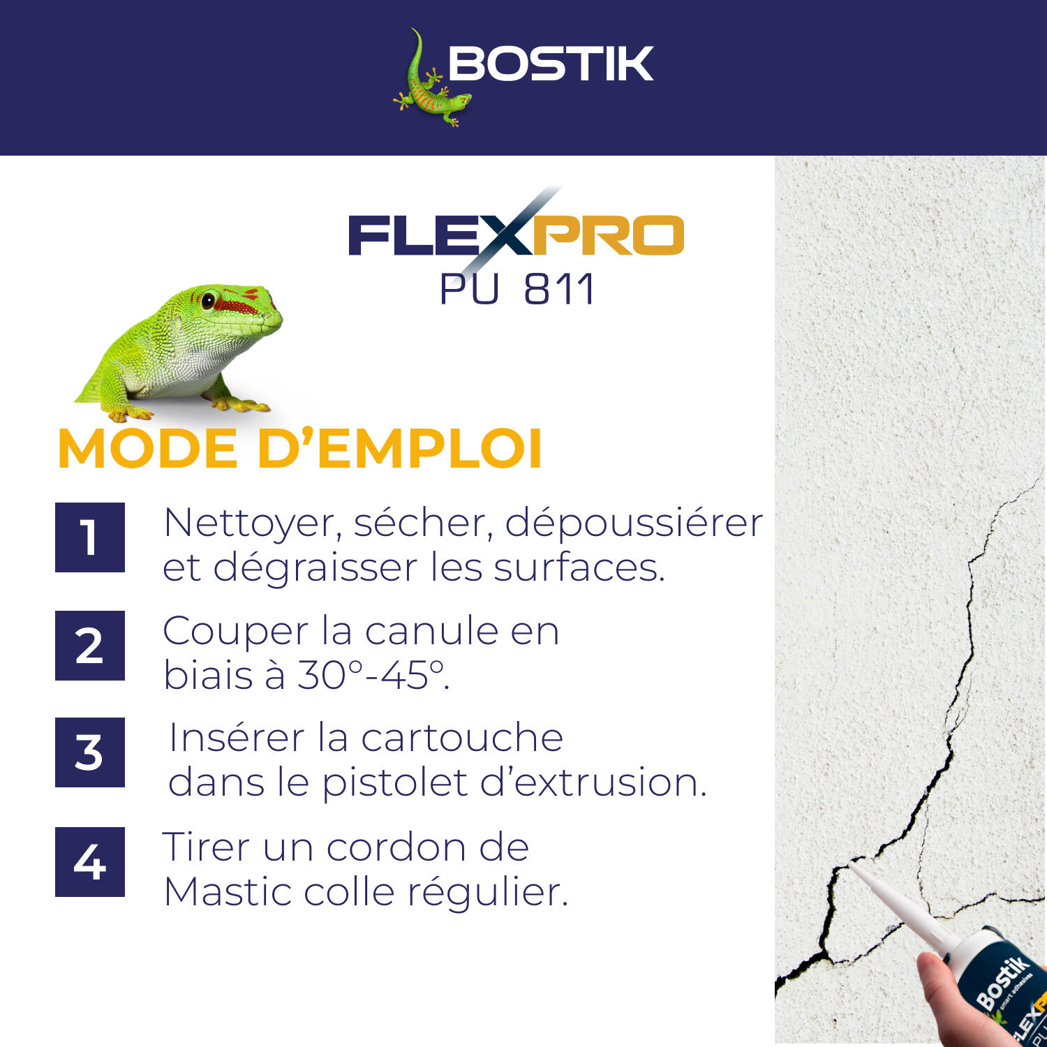 Colle de fixation gel polyuréthane Flexpro pu 811 BOSTIK, 300ml beige - 6