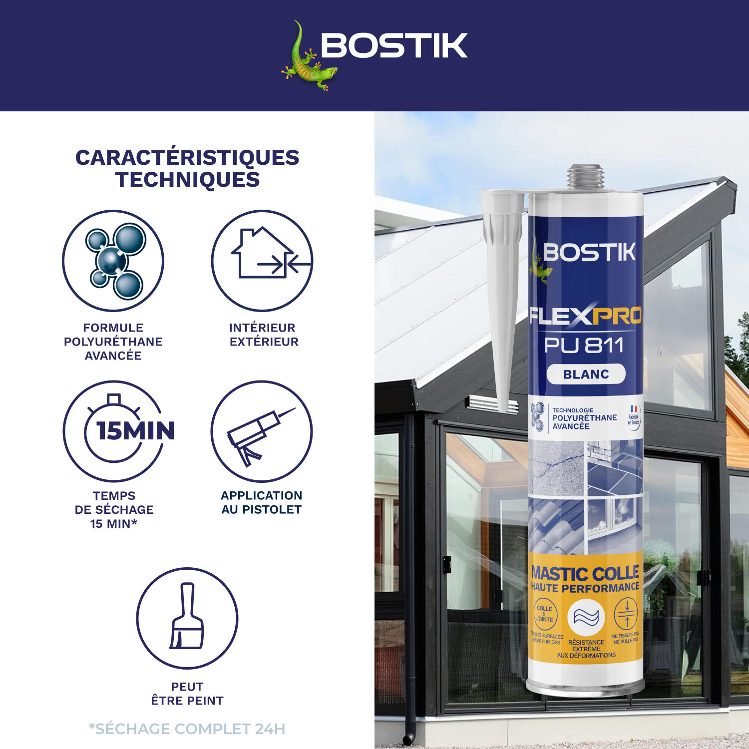 Colle de fixation gel polyuréthane BOSTIK Flexpro pu 811 blanc, 300ml - 3