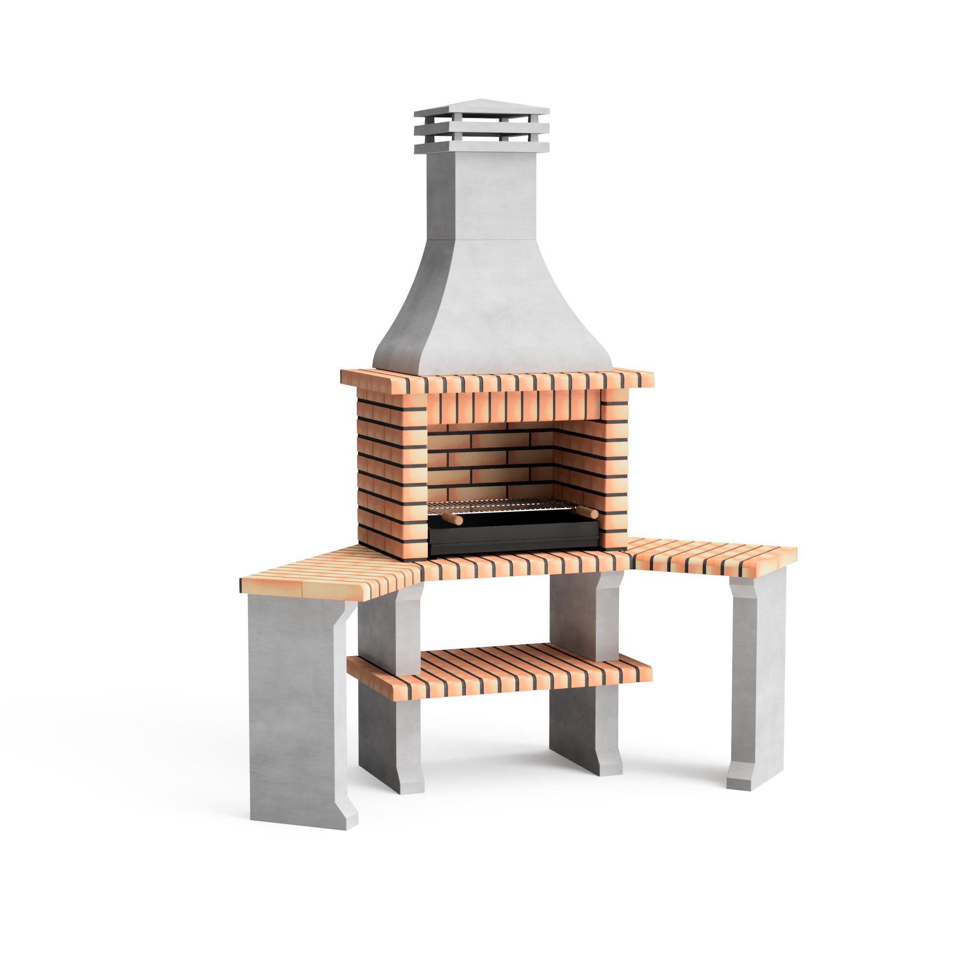 Barbacoa de obra movelar ladrillo, hormigón madera y carbón roma recomendado para menos de 6 personas