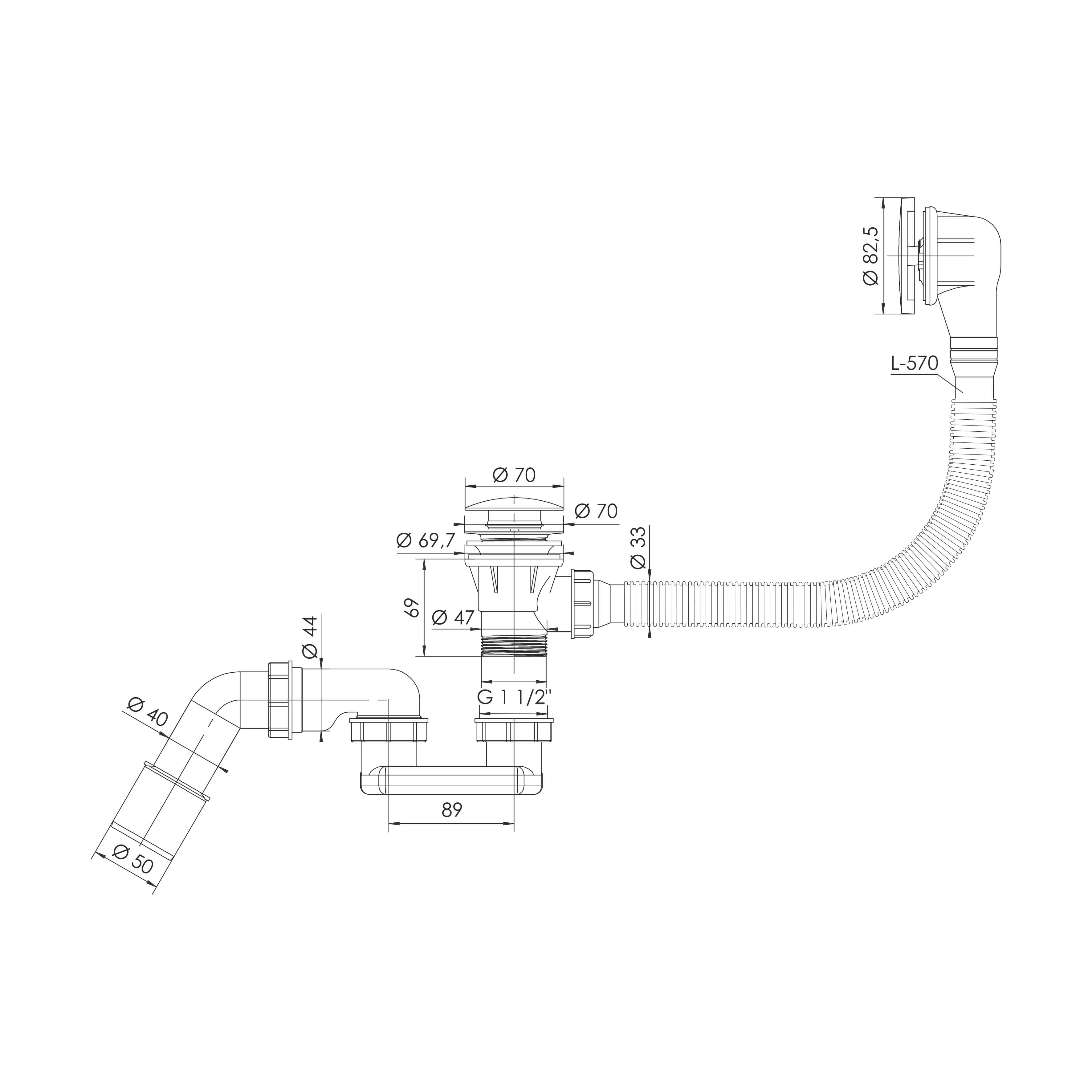 Syfon wanny KLIK-KLAK czarny mat INSTADRAIN TYCNER - 4