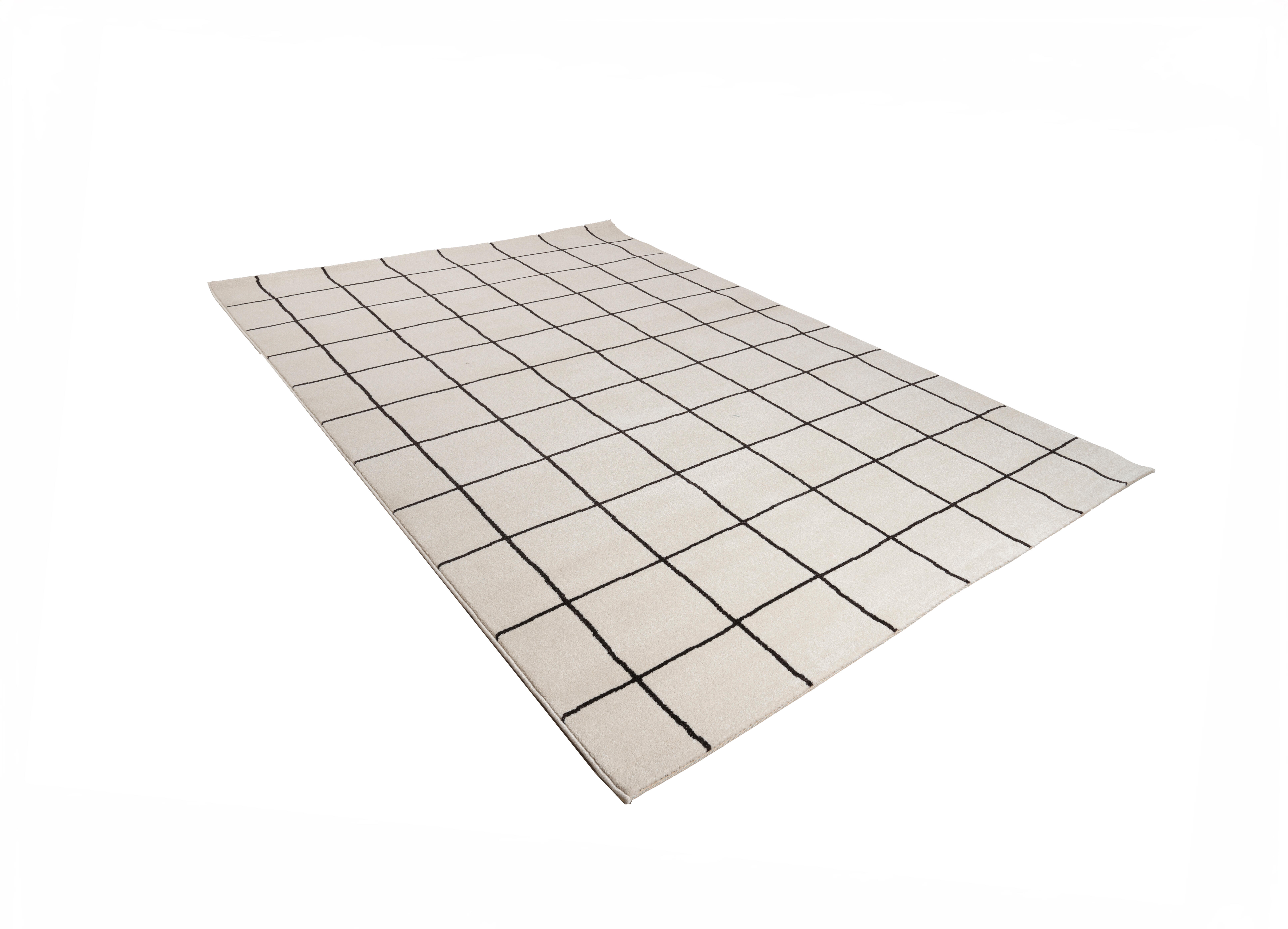 Alfombra polipropileno touza 12880 120x170cm pelo mediano con líneas blanco y negro