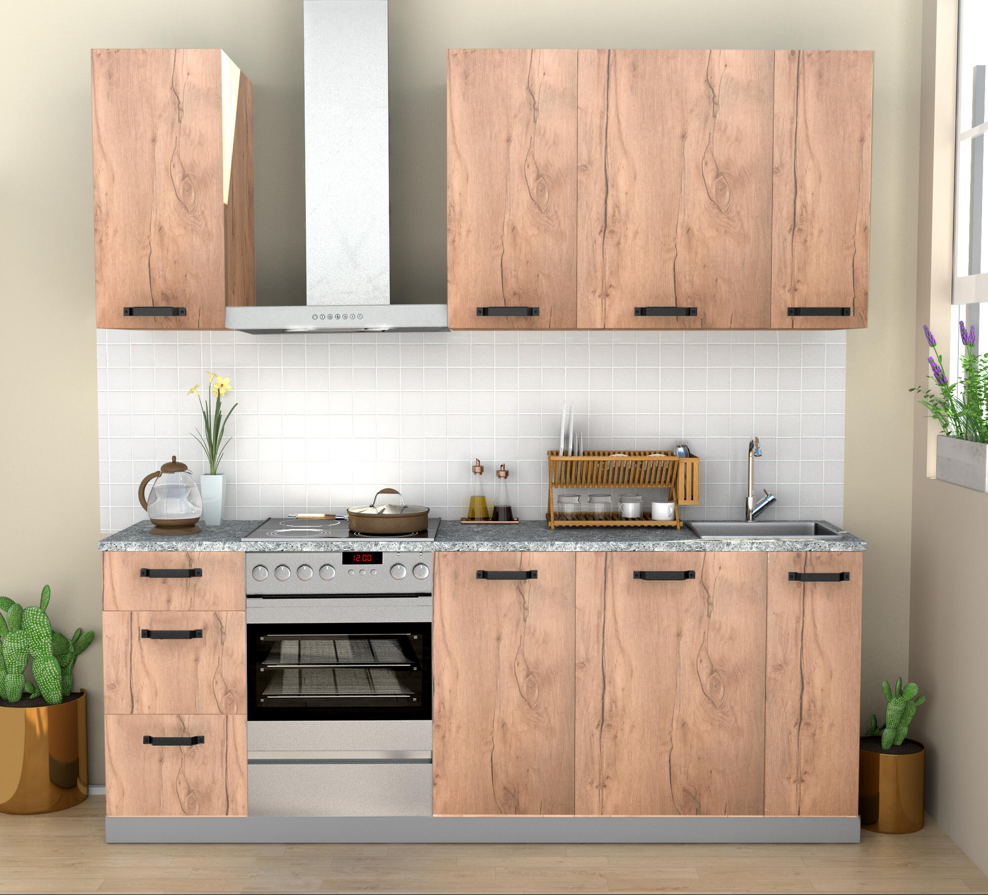 Frente gaveta de cozinha Delínia Santiago 60X26 cm carvalho - 6